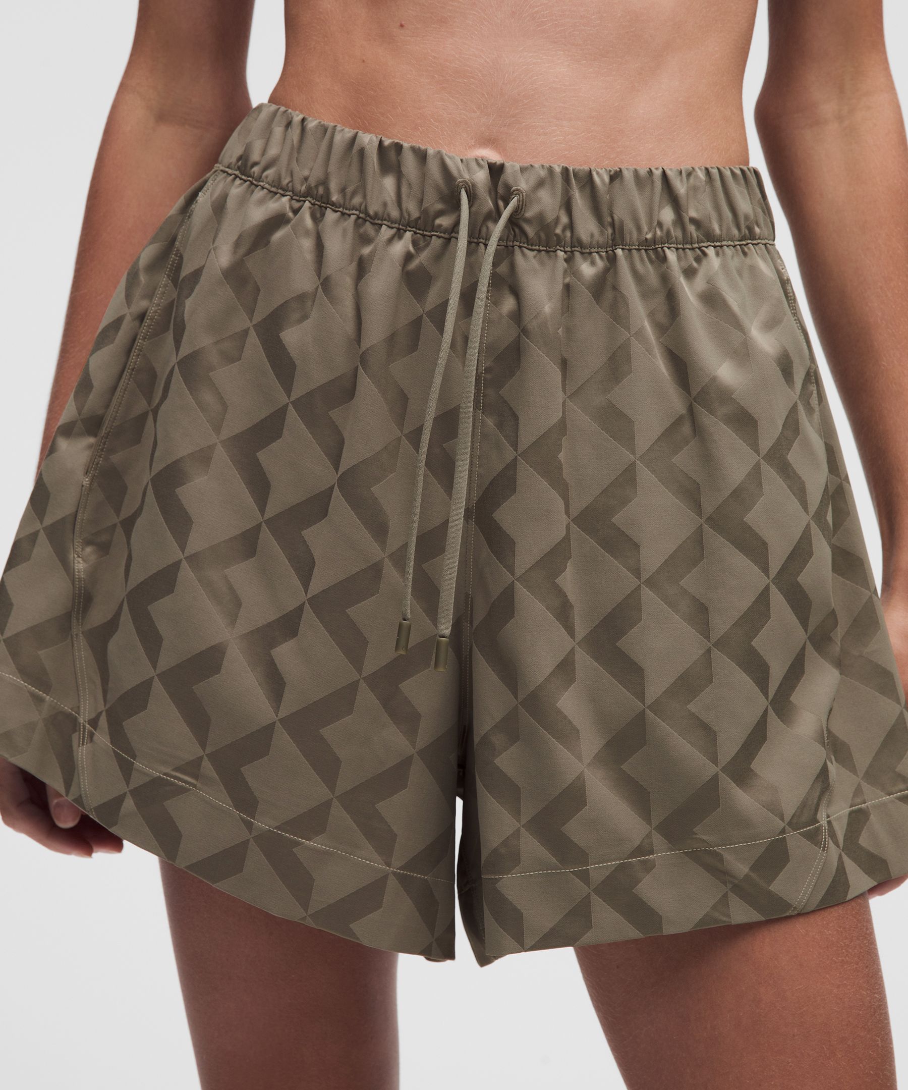 Monogram Satin High-Rise Track Short 4"