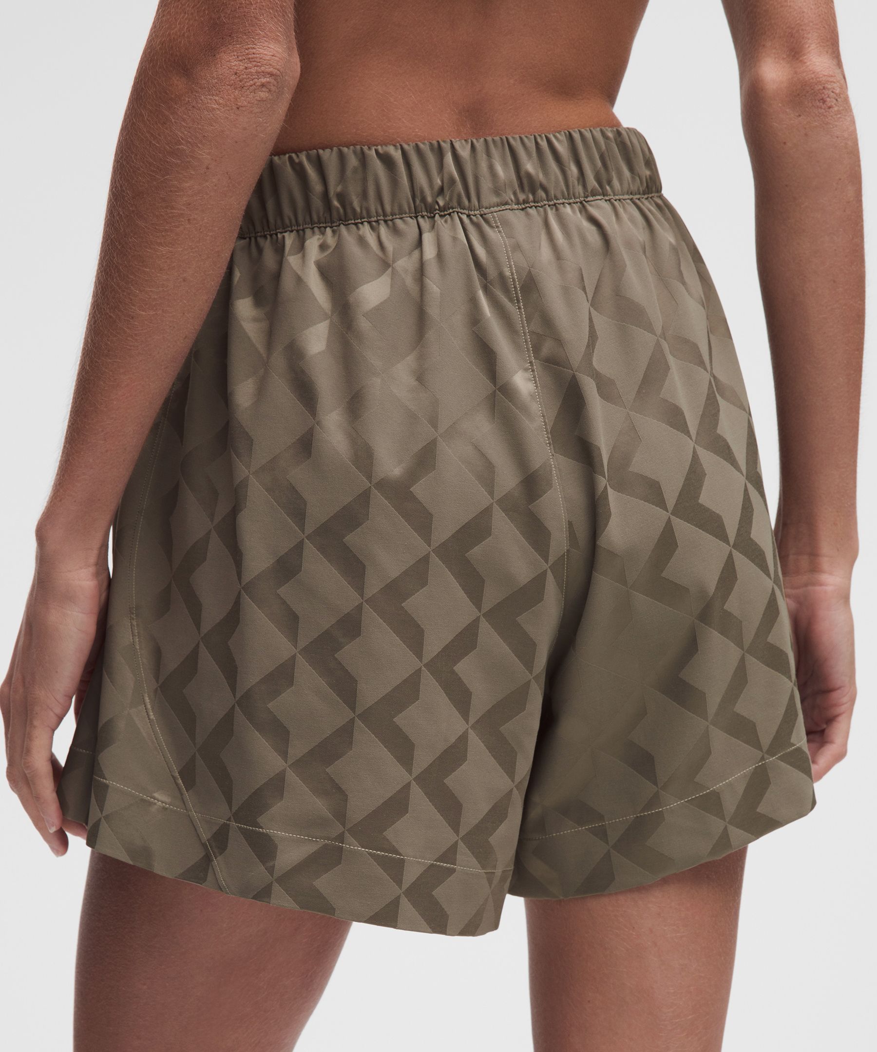 Monogram Satin High-Rise Track Short 4"