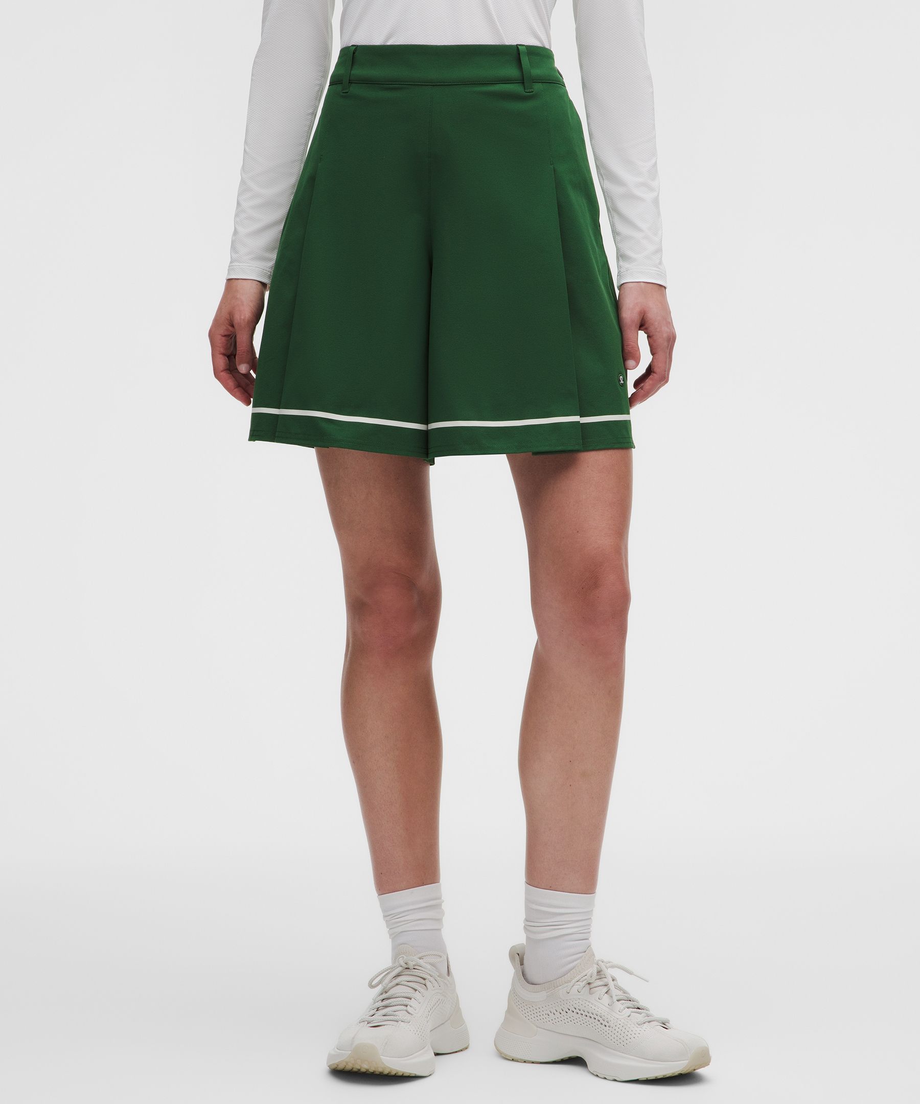 Short de golf taille haute &agrave; plis creux 18 cm