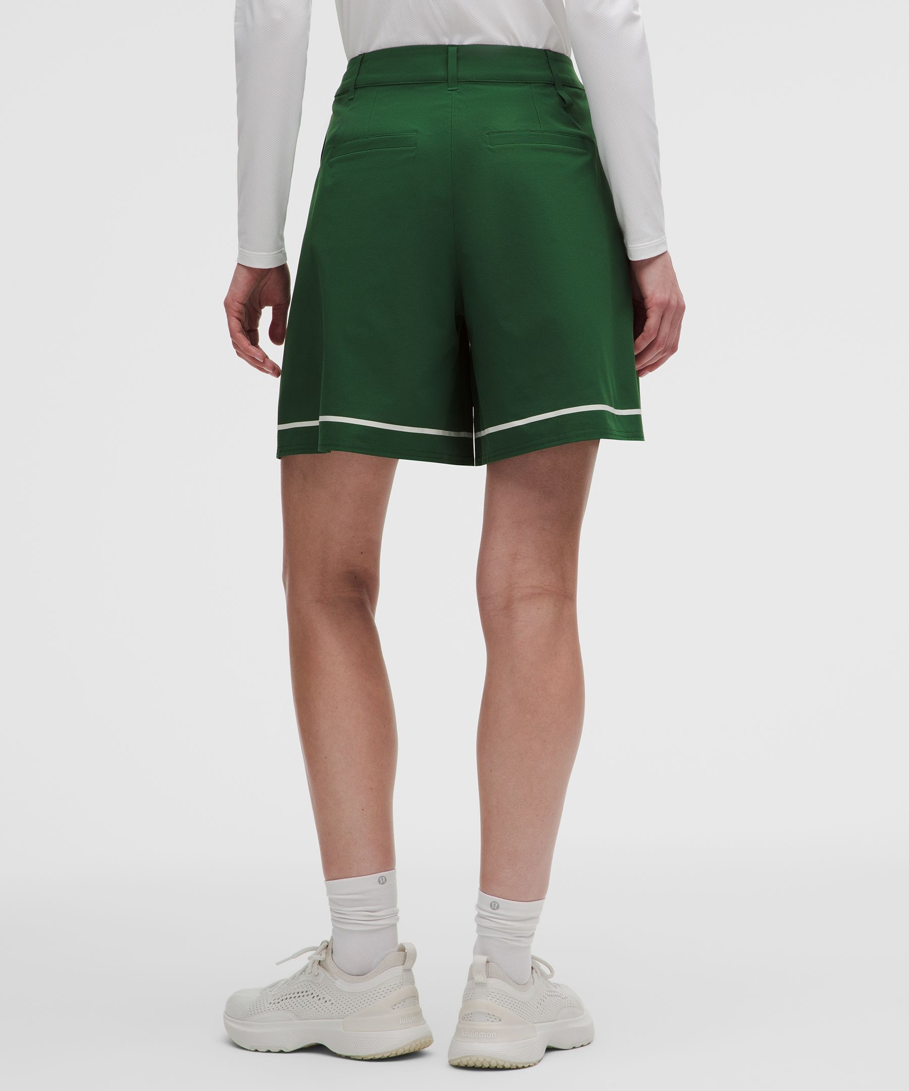 Short de golf taille haute &agrave; plis creux 18 cm