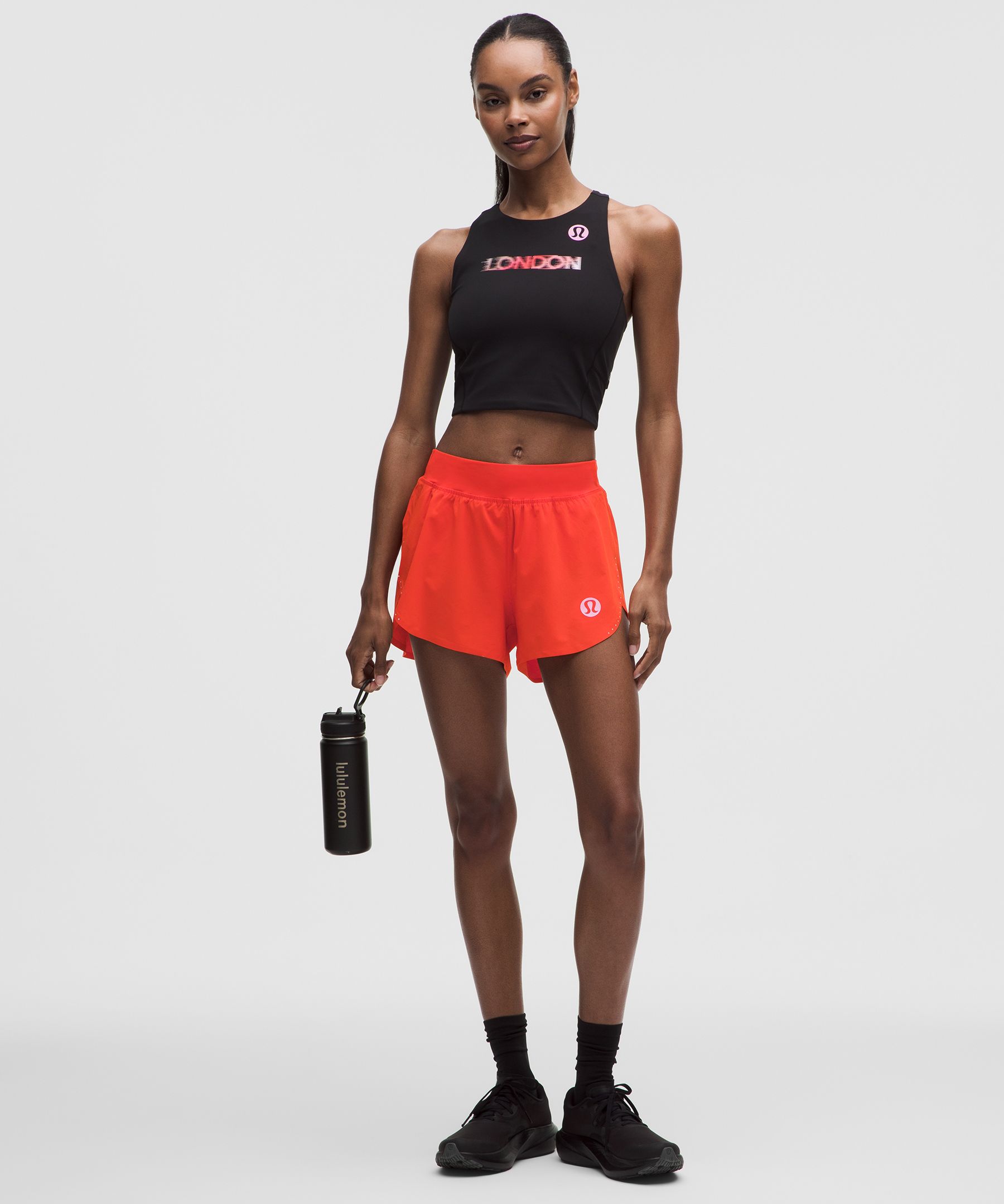 lululemon – Women’s Fast and Free High-Rise Classic-Fit Split Shorts London ’26 – 3″ – Color Red – Size Large