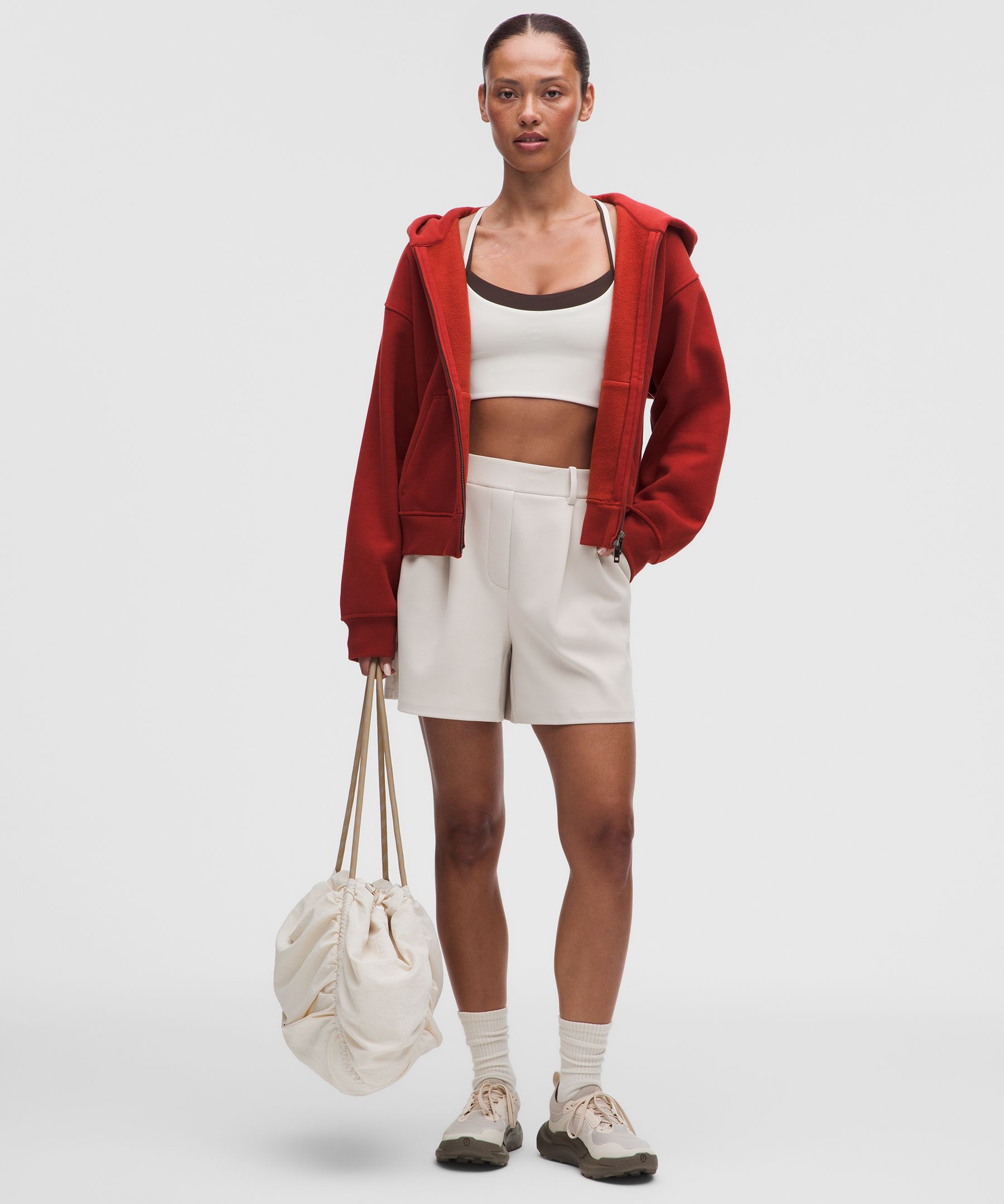 Daydrift&trade; Shorts mit hohem Bund und Falten 13 cm *Twill