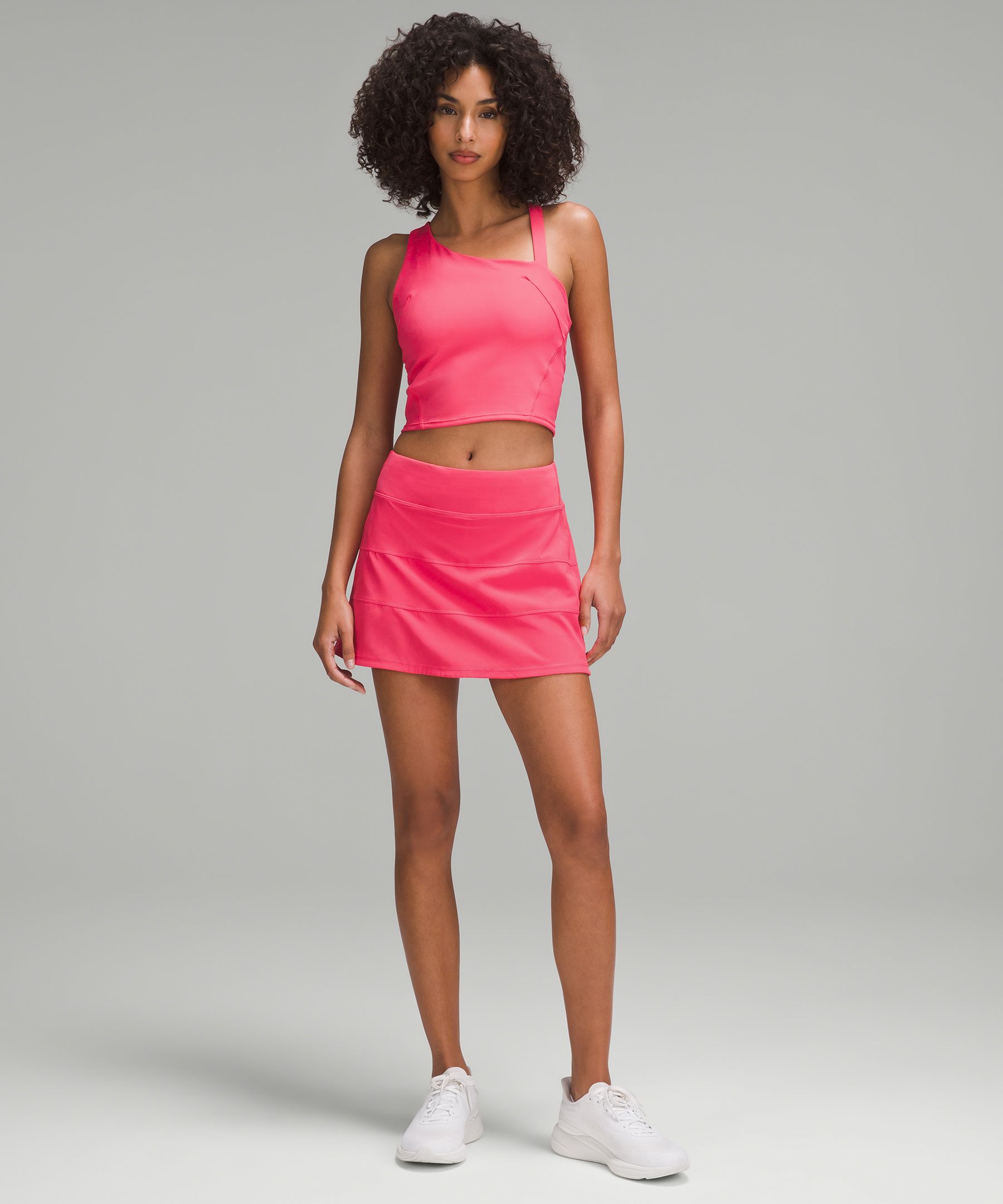 lululemon athletica, Skirts, Lululemon Pace Setter Skirt Tall Tonka  Stripe Pretty Pink White
