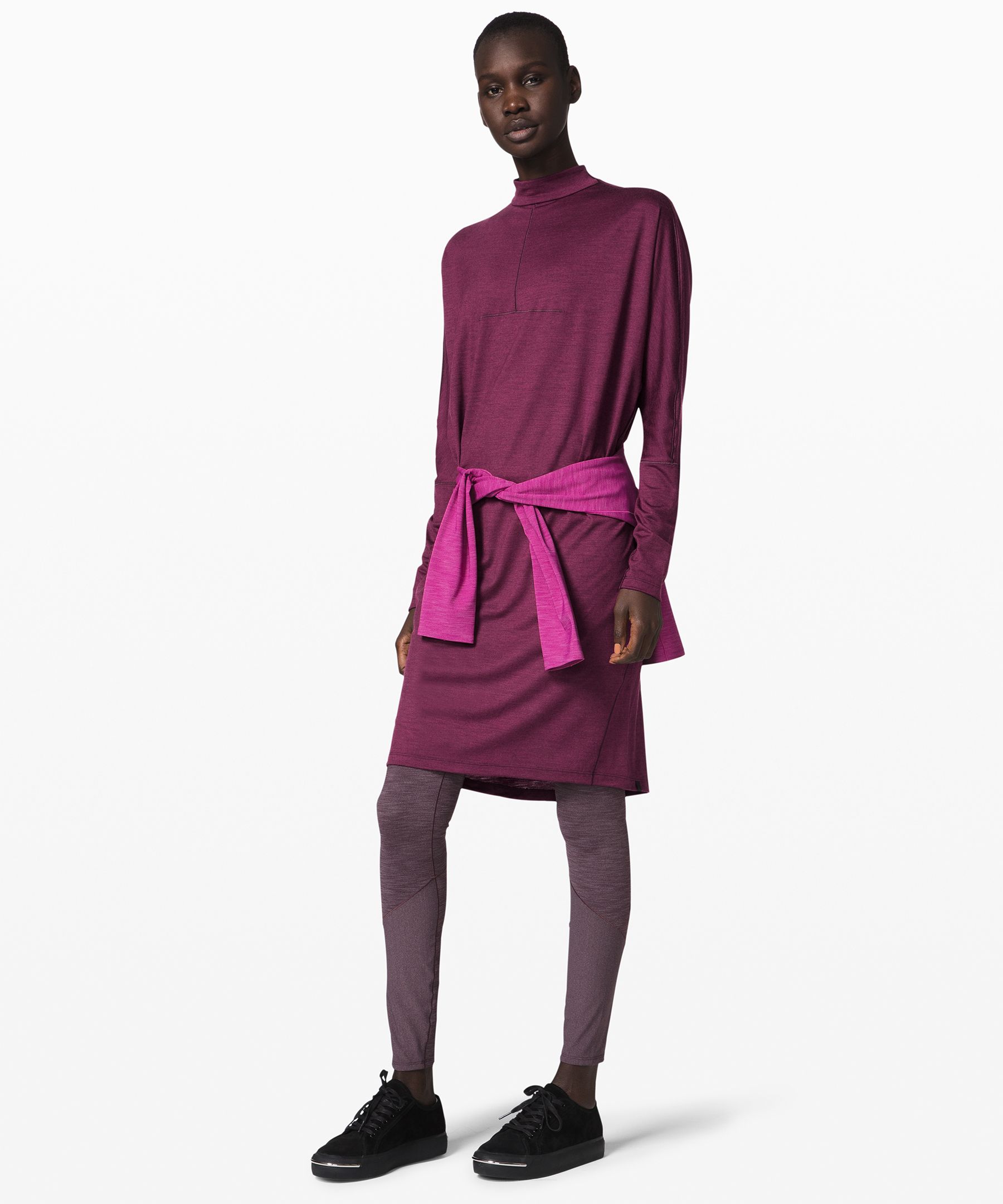 Lululemon Vindur Dress Wool * Lab In Black Cherry/deep Fuschia