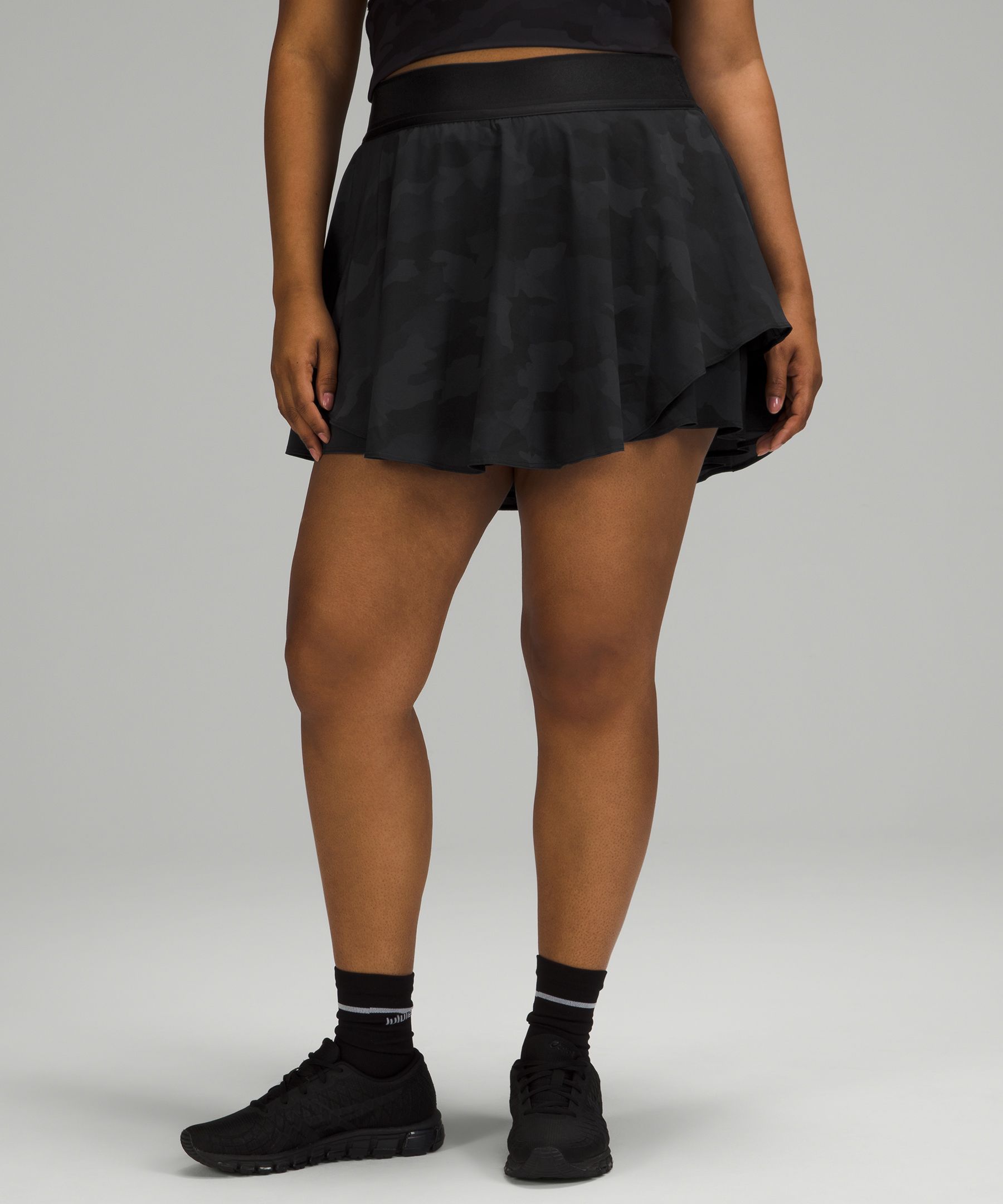 Lululemon Court Rival High-rise Tennis Skirt Long In Heritage 365 Camo Deep Coal /black