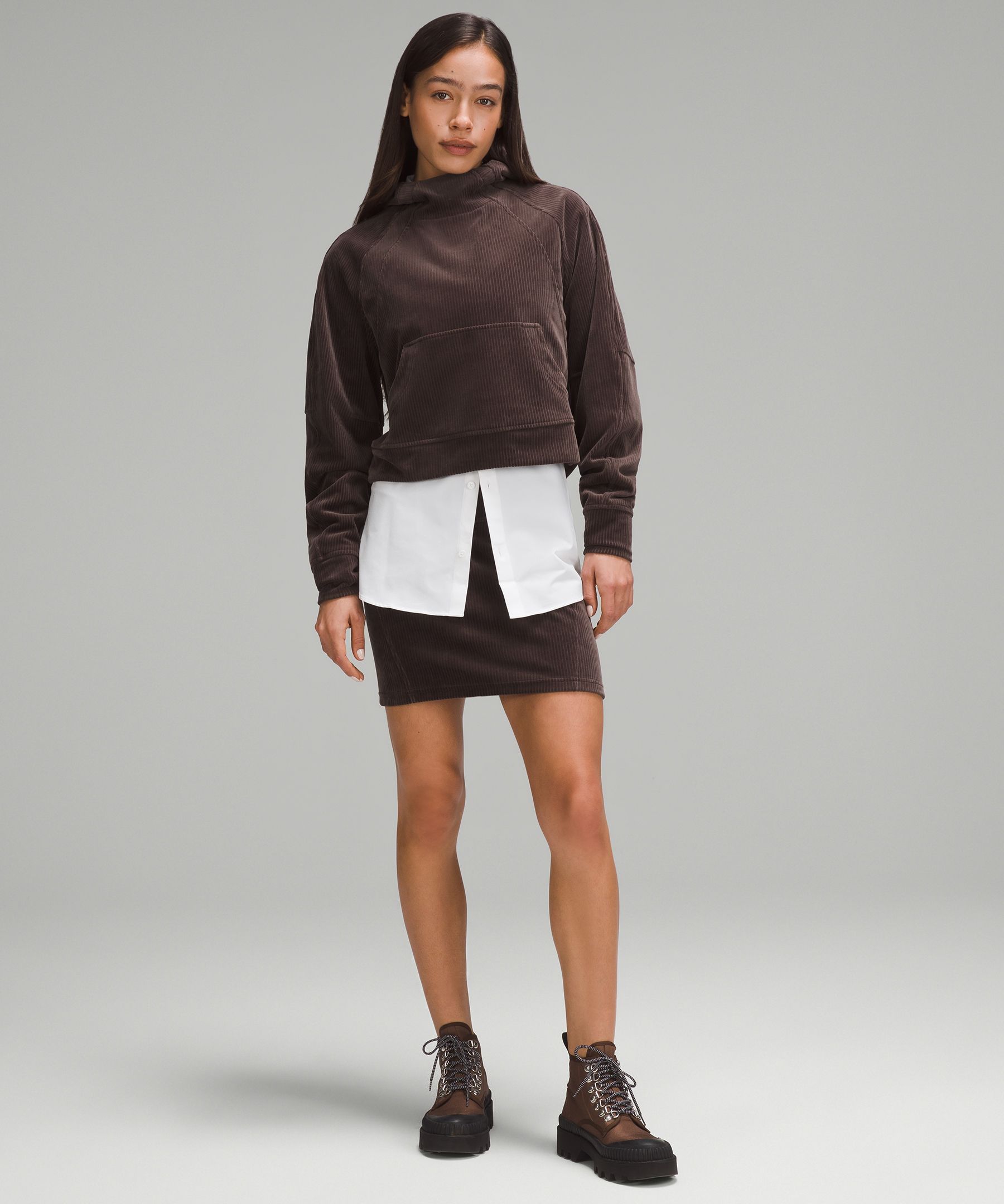 Shop Lululemon Scuba Mid-rise Mini Skirt Velvet Cord