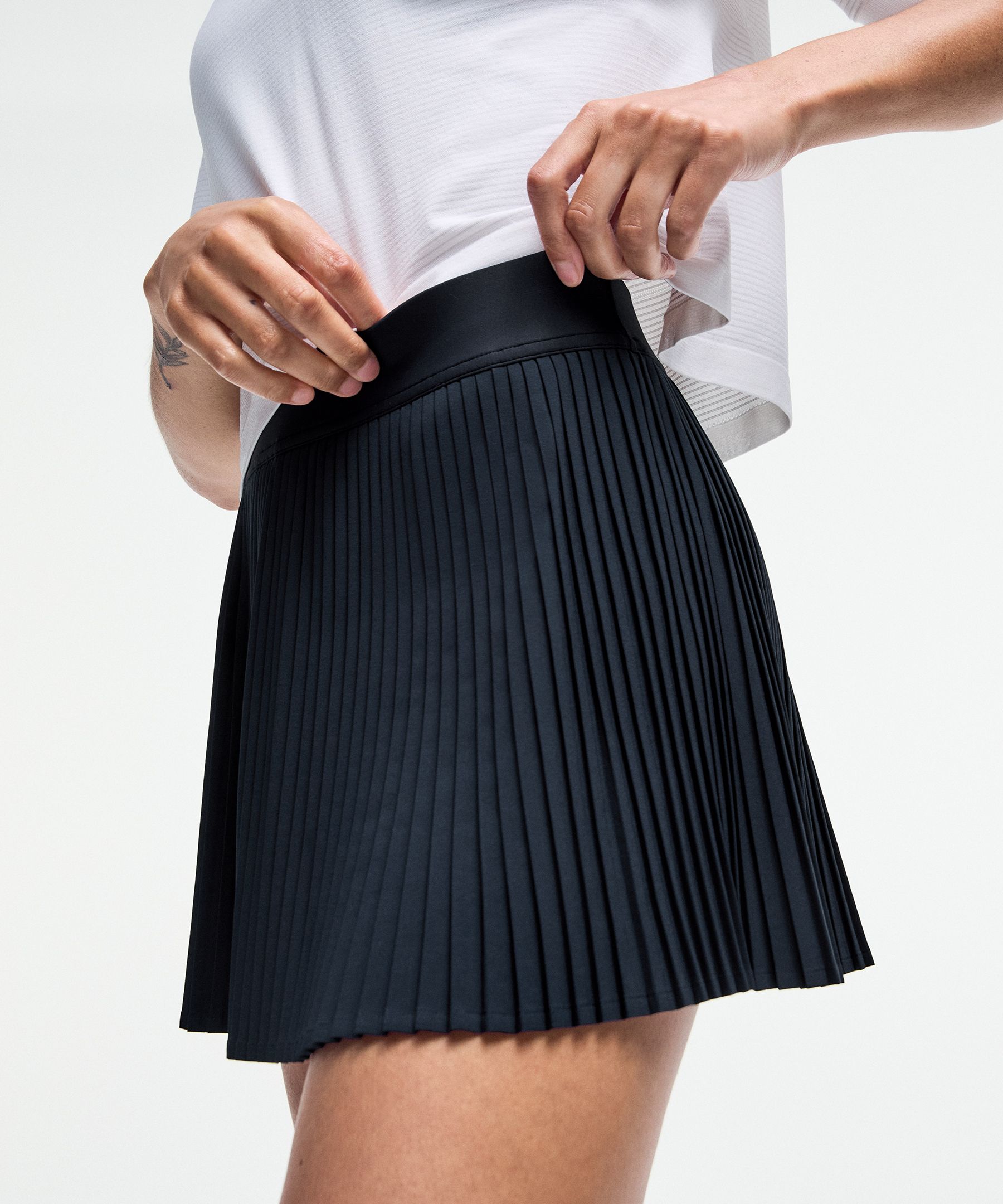 Varsity High-Rise Pleated Tennis Skirt - Navy,Blue