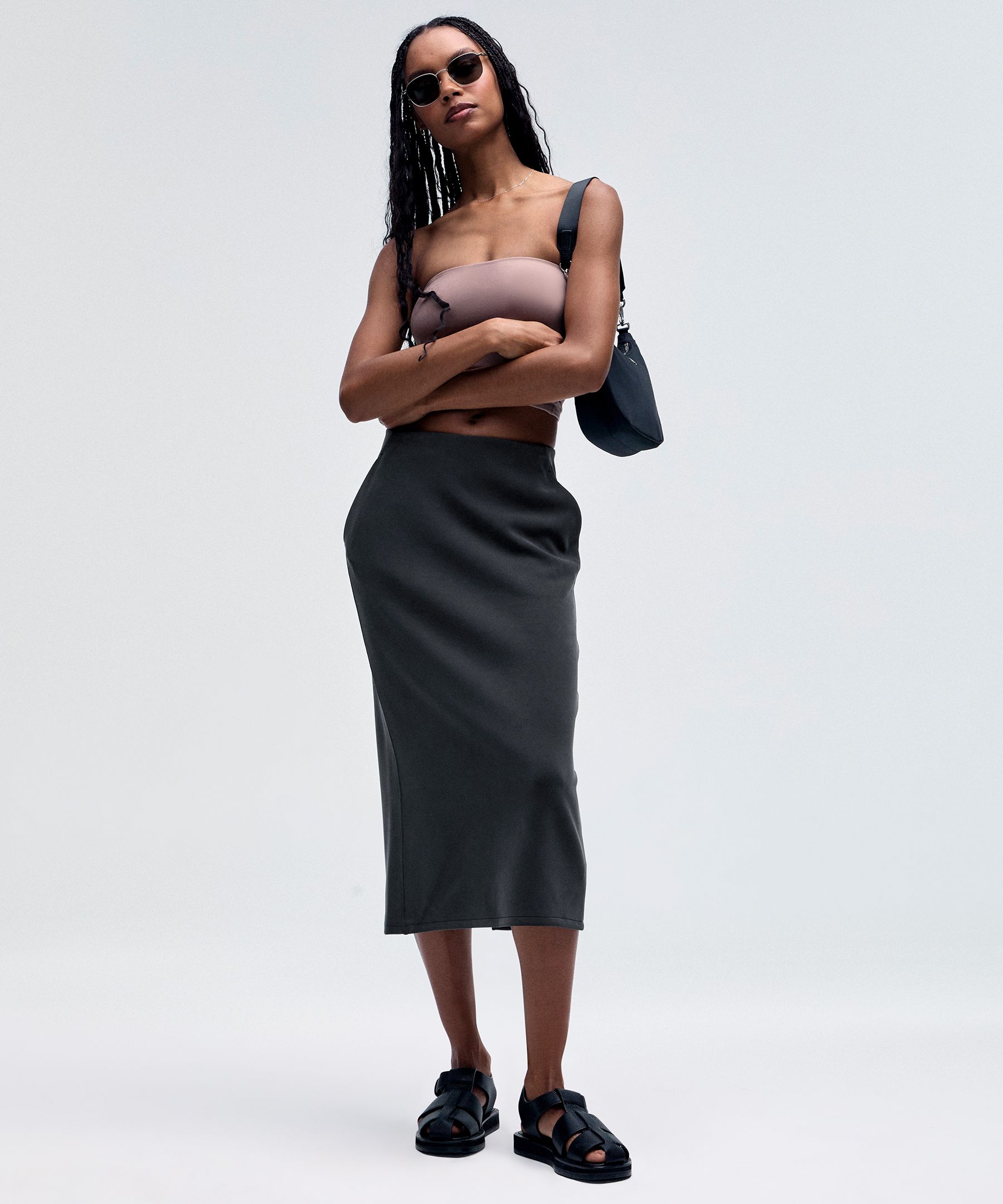 High Waisted Flared Midi Skirt - 210723 