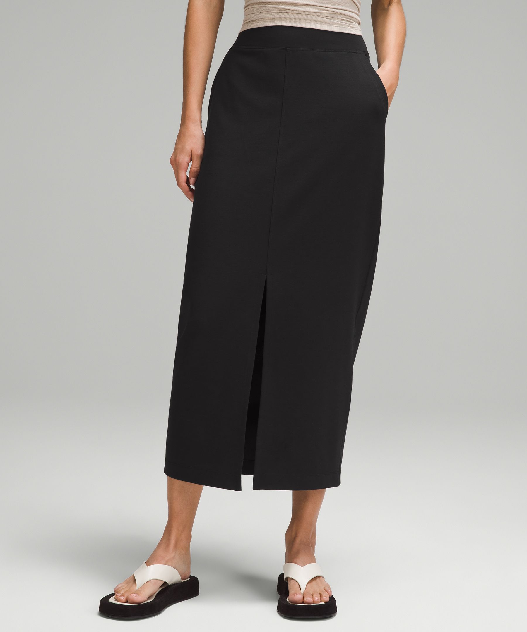 Buy STRAIGHT BLACK SIDE-ZIPPER MAXI SKIRT for Women Online in India