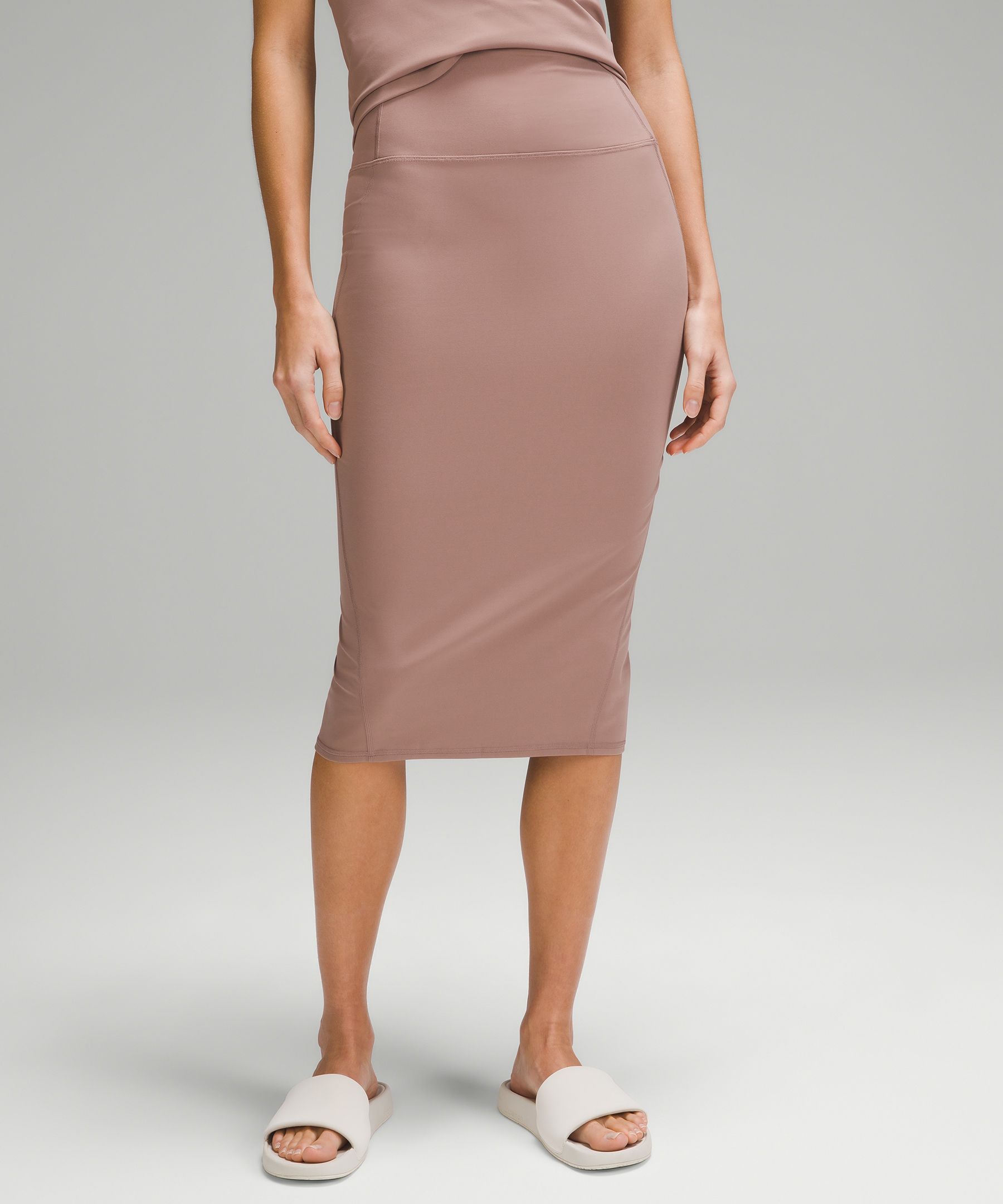 Lululemon Nulu Slim-fit High-rise Midi Skirt In Pink