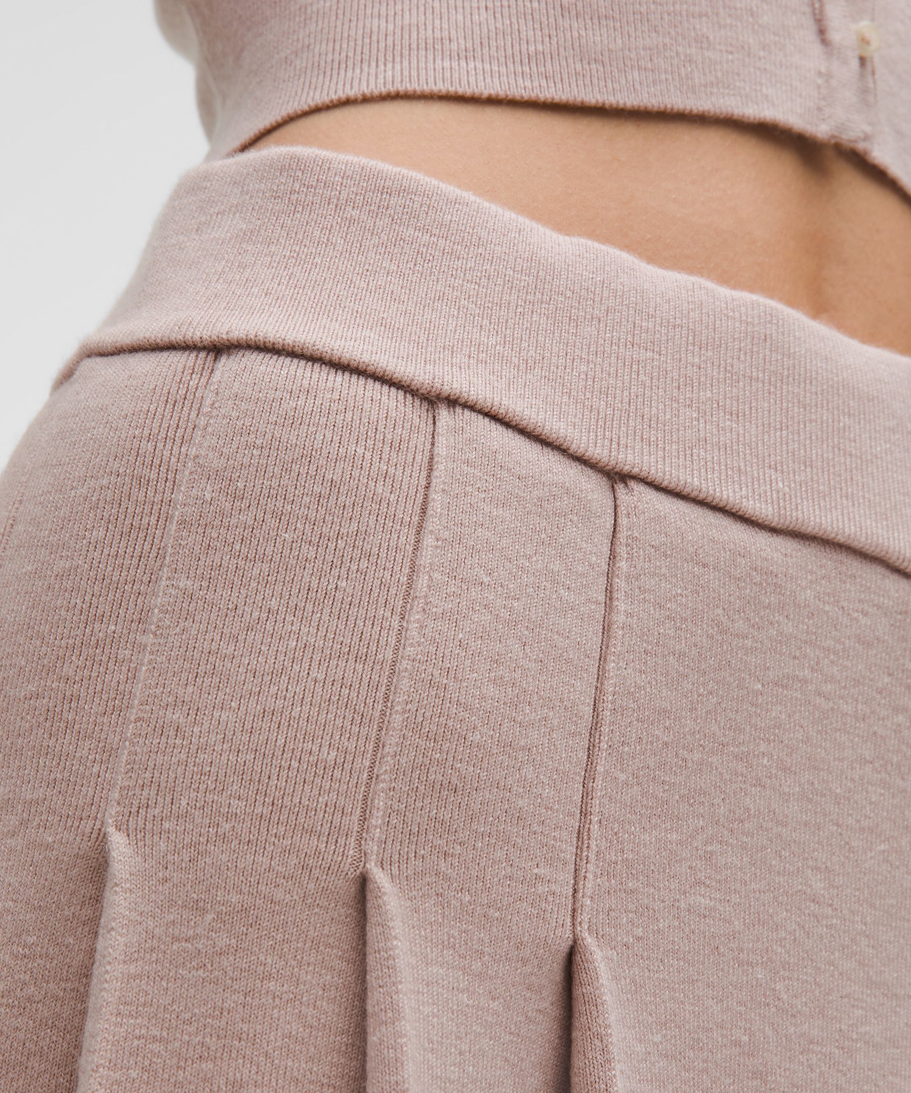 Lululemon Ribbed Merino Wool Mid-rise Pleated Skirt In Neutral