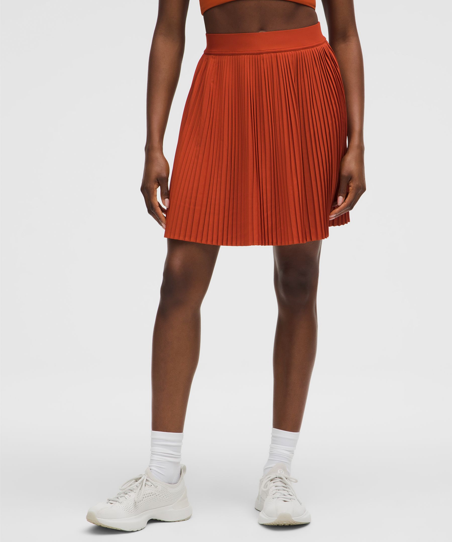 Pleated High-Rise Knee-Length Tennis Skirt | Women's Skirts