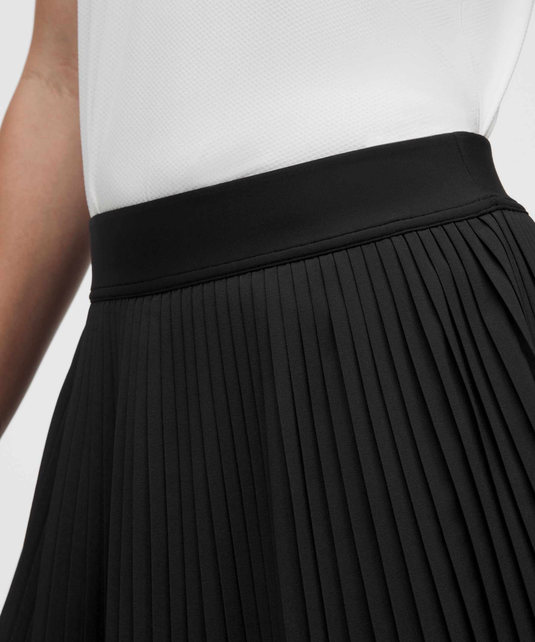 Pleated High-Rise Knee-Length Tennis Skirt