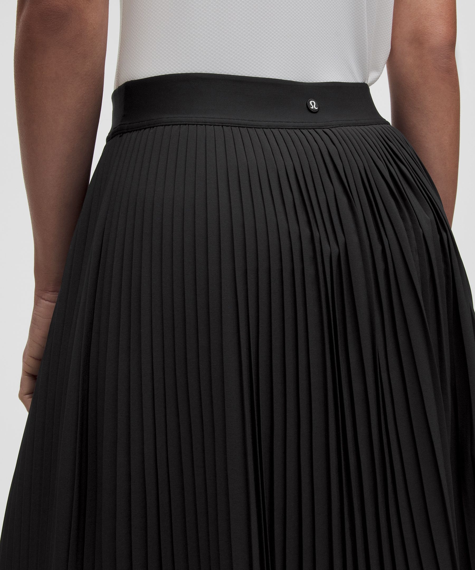Pleated High-Rise Knee-Length Tennis Skirt