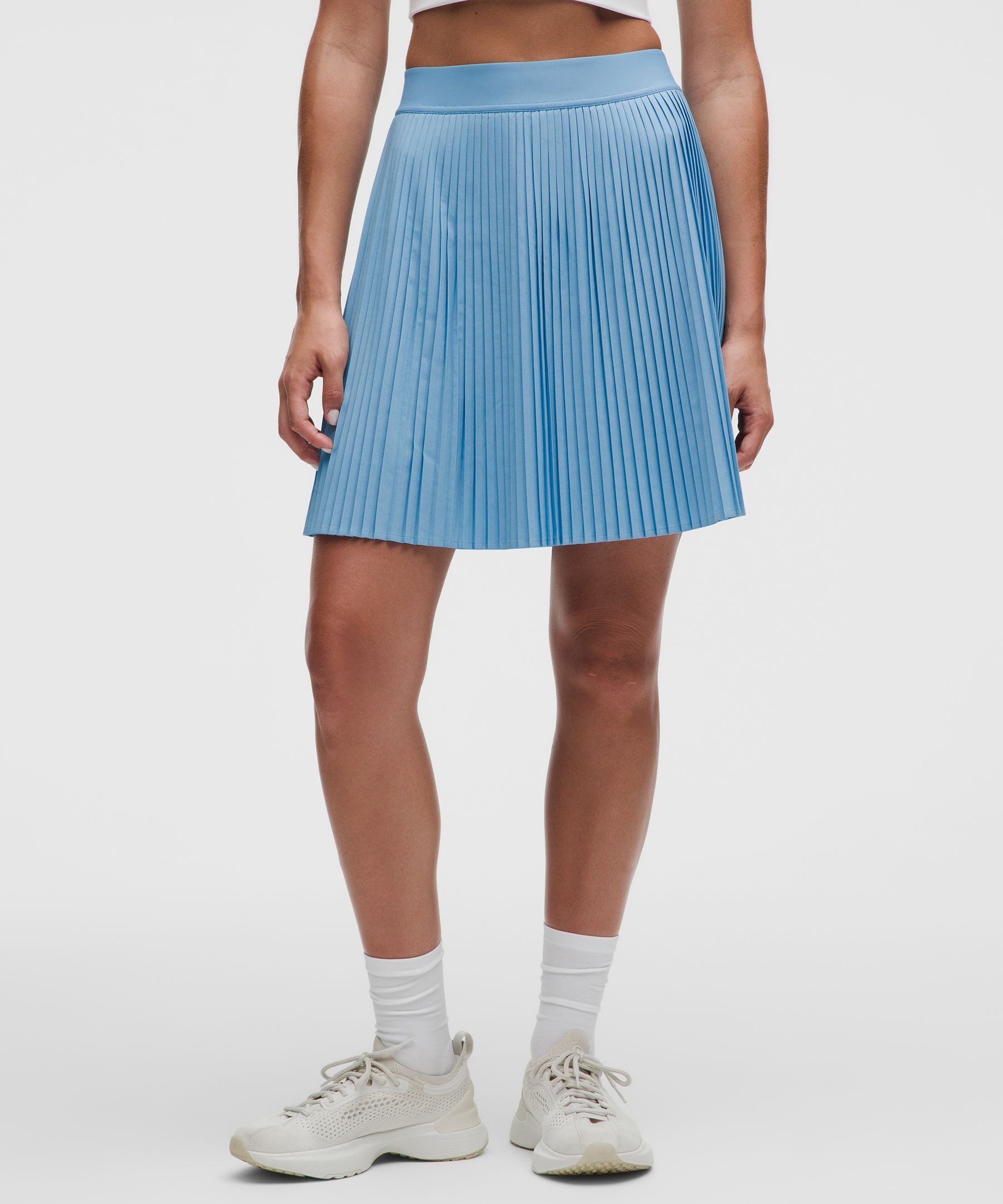 Pleated High-Rise Knee-Length Tennis Skirt