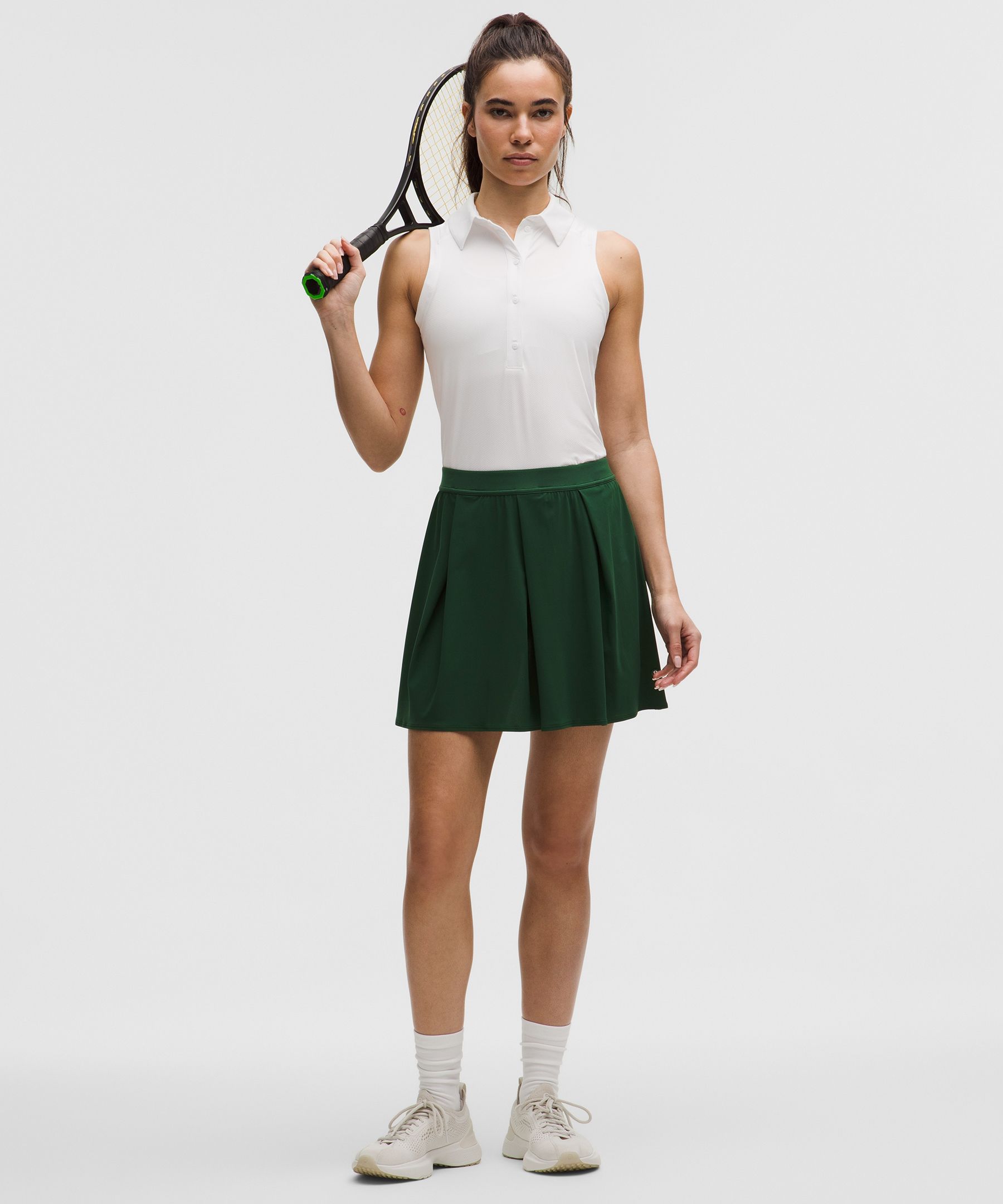 Angled-Pleat High-Rise Tennis Skirt