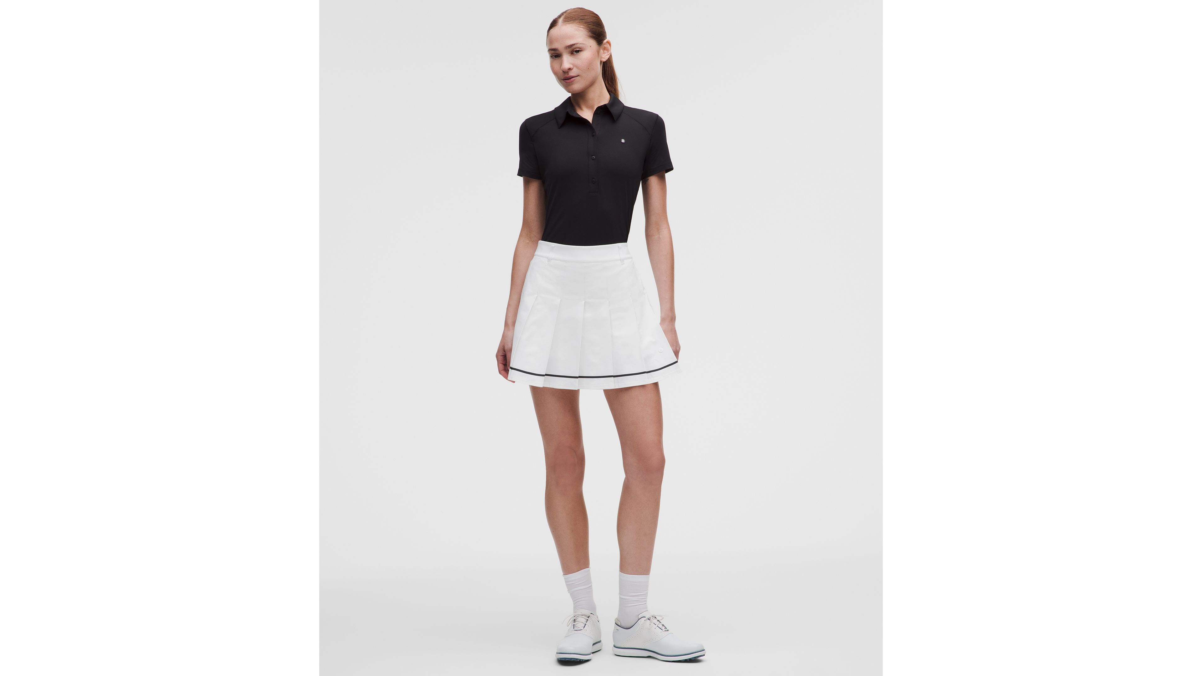 Box-Pleat High-Rise A-line Golf Skirt