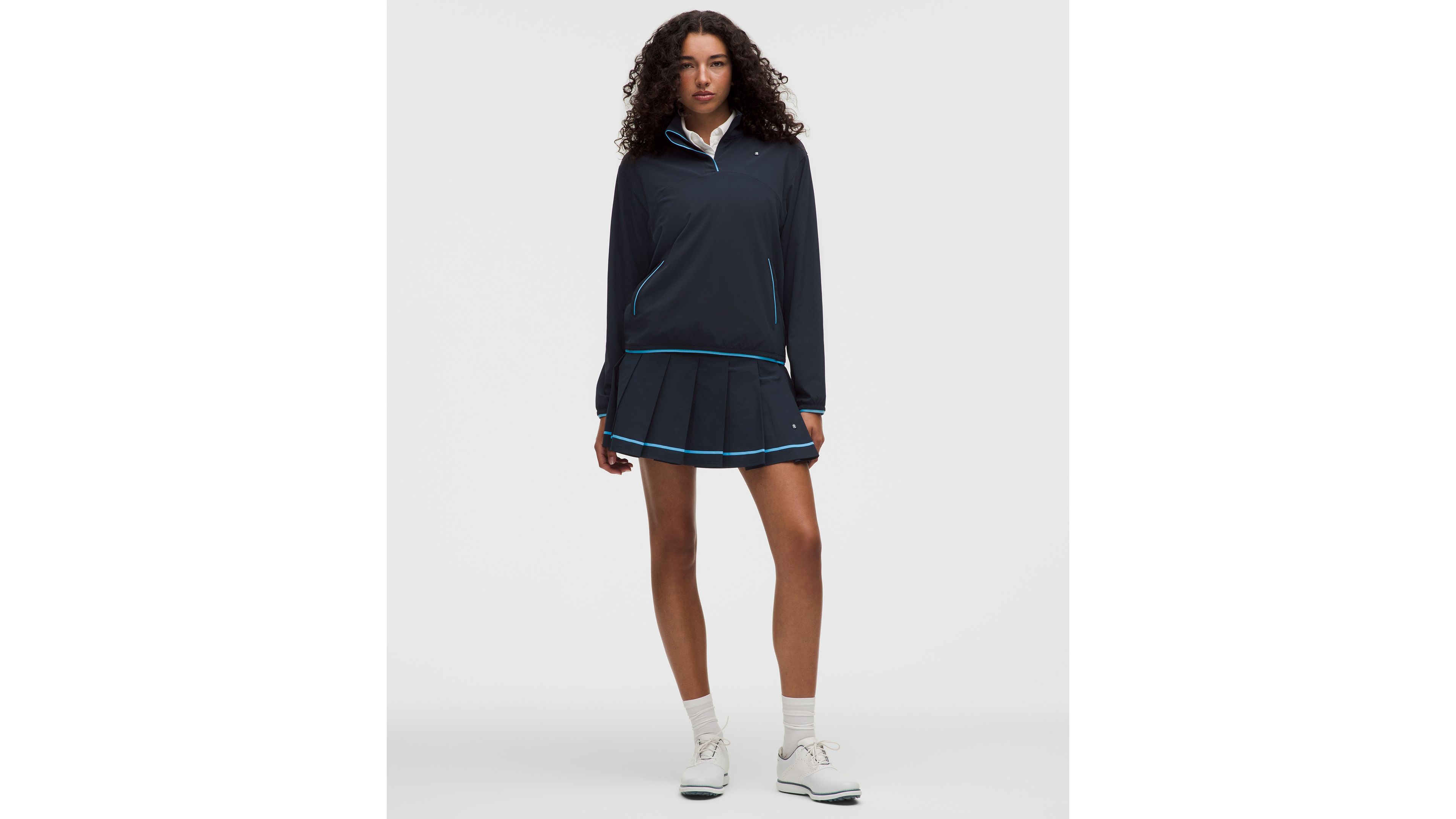 Box-Pleat High-Rise A-line Golf Skirt