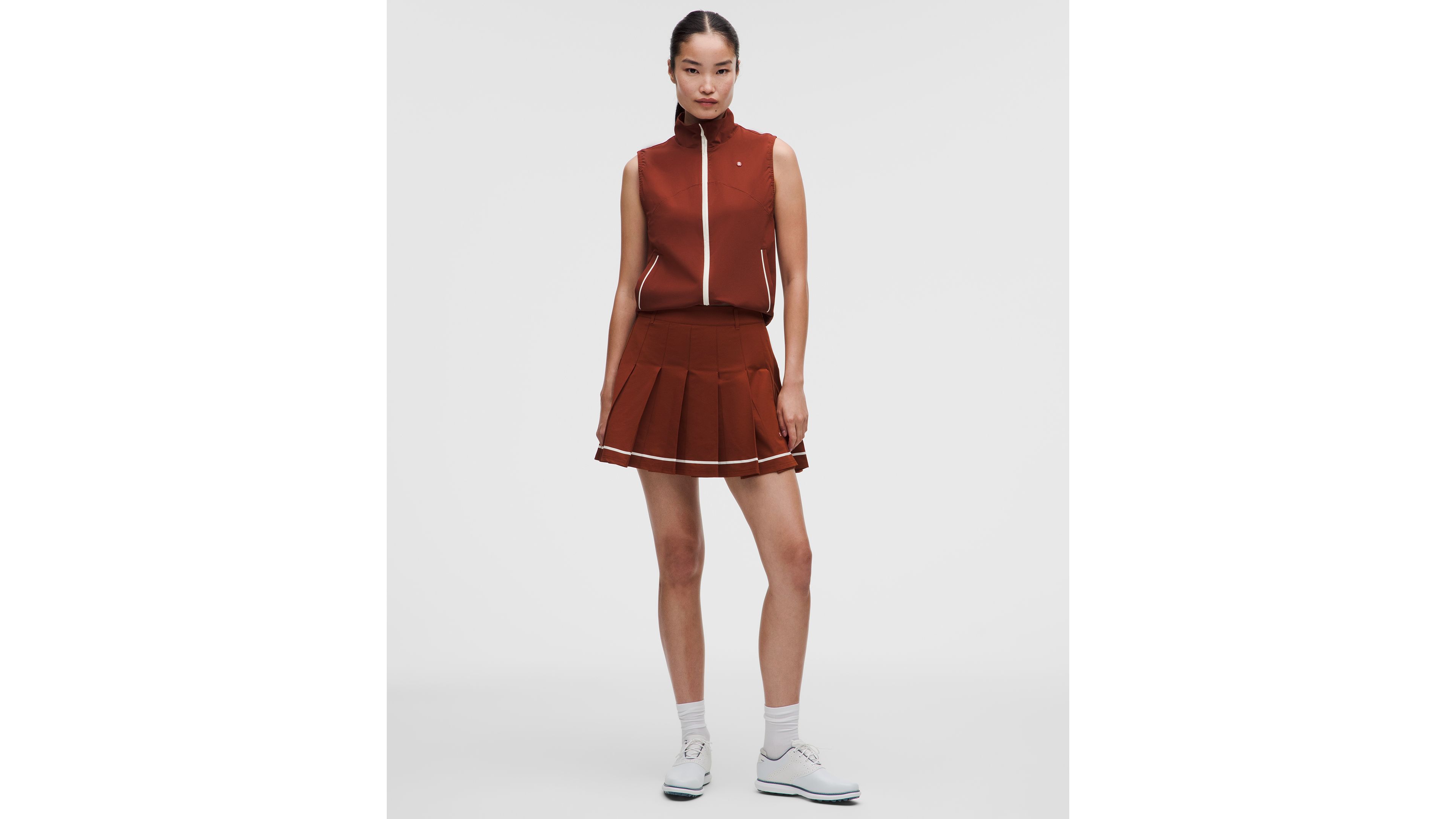 Box-Pleat High-Rise A-line Golf Skirt