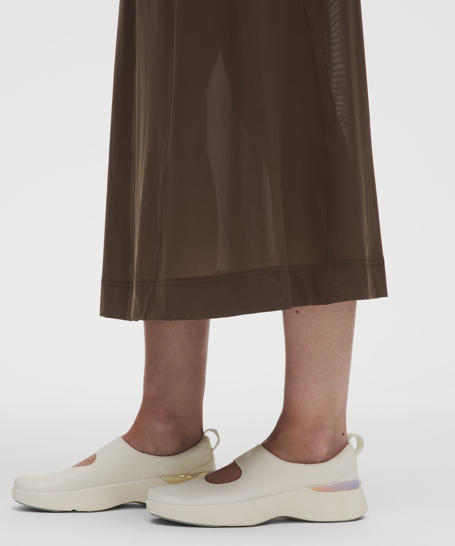 Stretch Mesh High-Rise Midi Skirt