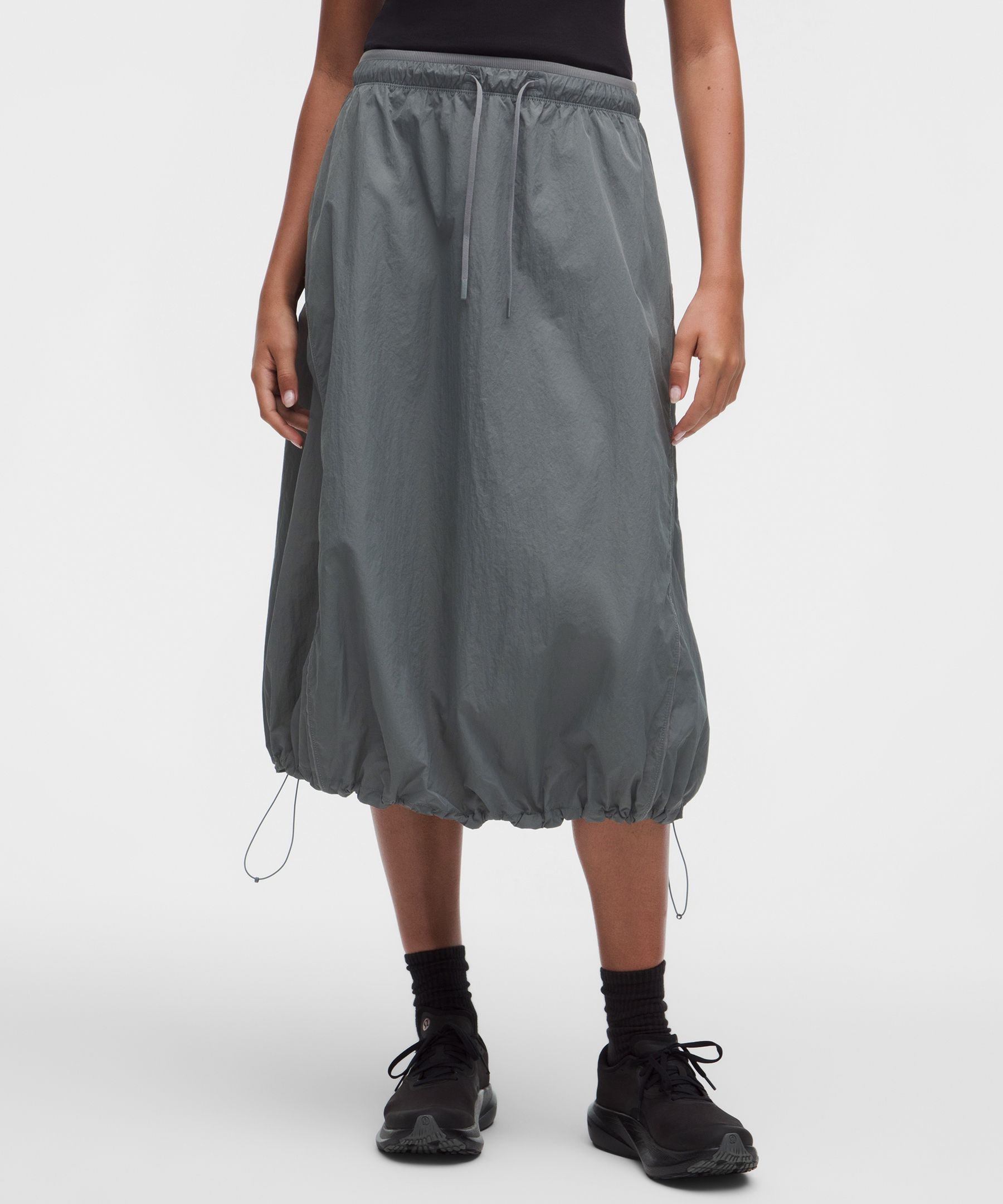 UV-Protective Cinch-Hem Mid-Rise Midi Skirt