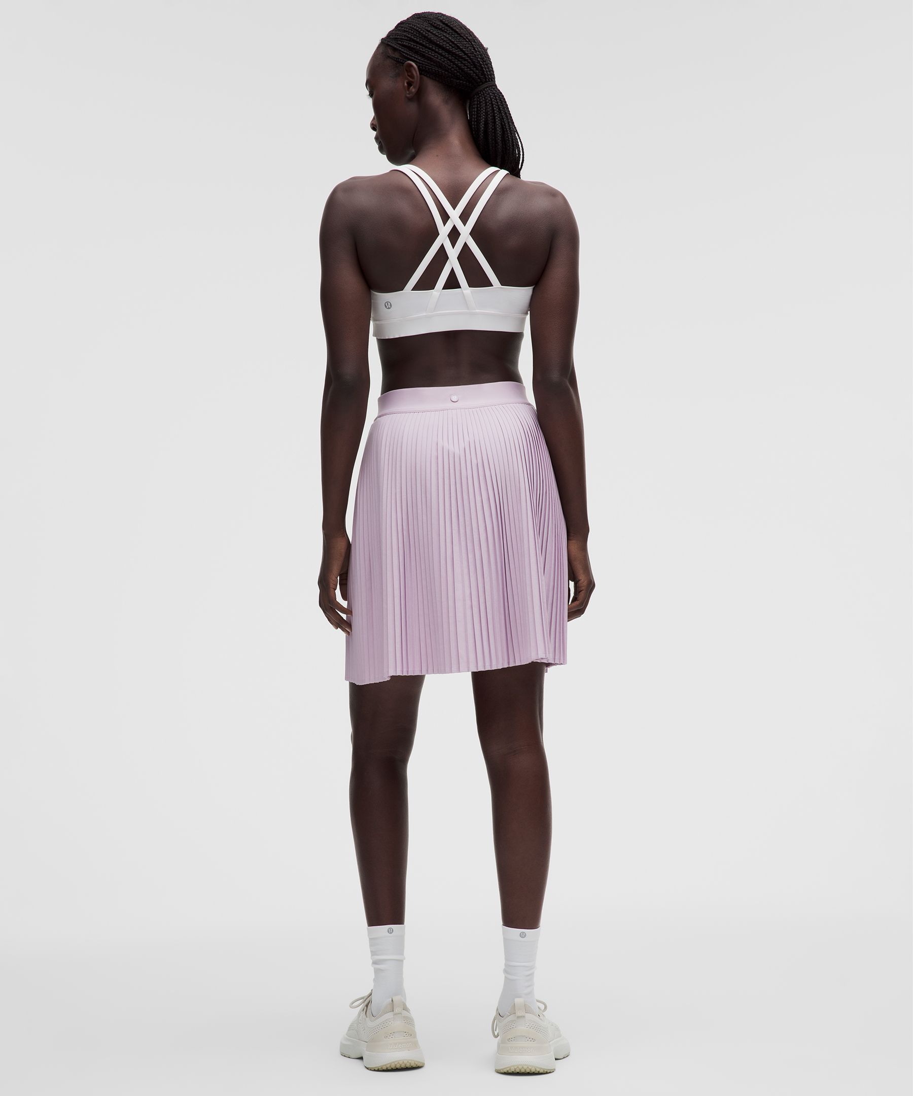 Pleated High-Rise Knee-Length Tennis Skirt