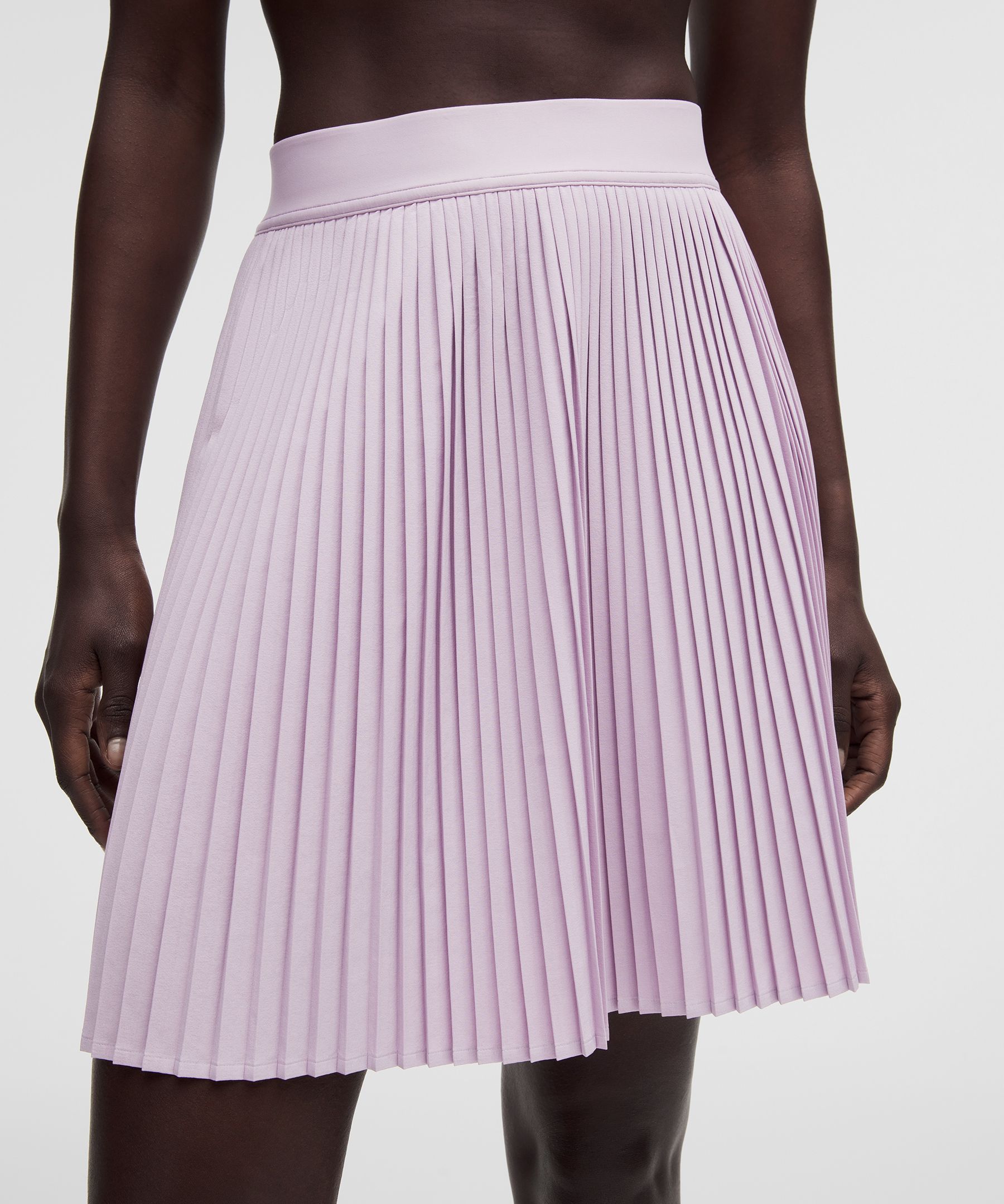 Pleated High-Rise Knee-Length Tennis Skirt