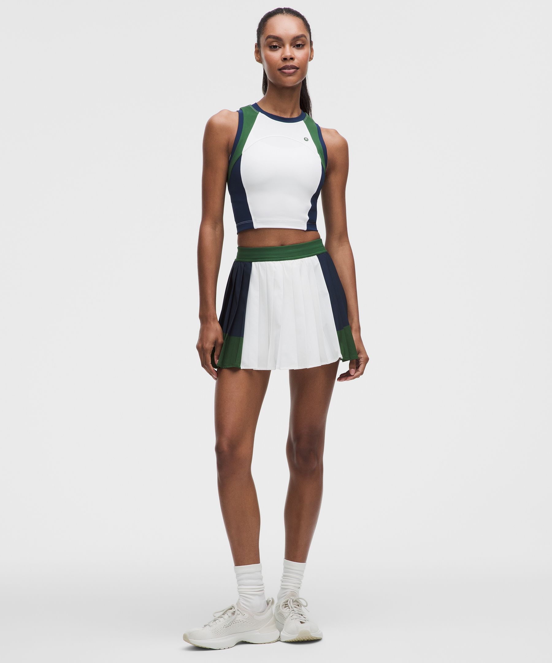 lululemon – Women’s Court Champ Pleated High-Rise Tennis Skirt – Color White/Blue/Green – Size 8