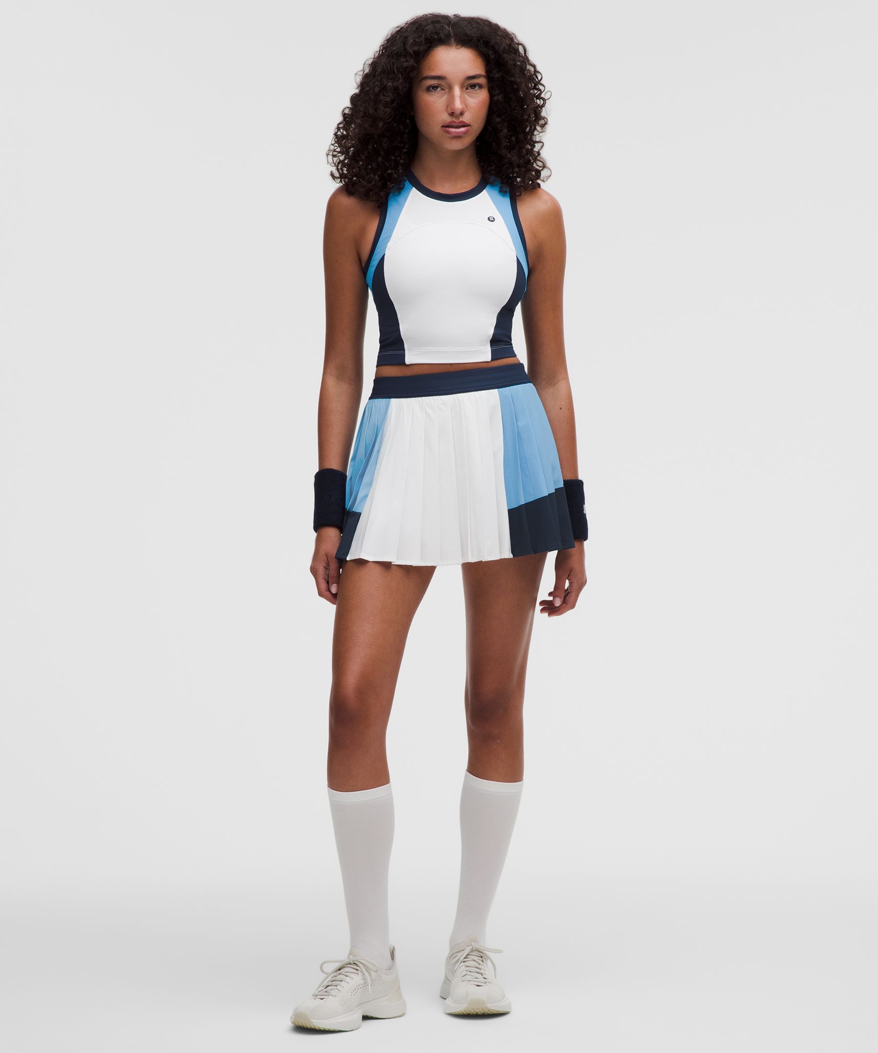 lululemon  Court Champ Pleated High-Rise Tennis Skirt - Size 0 - White,blue