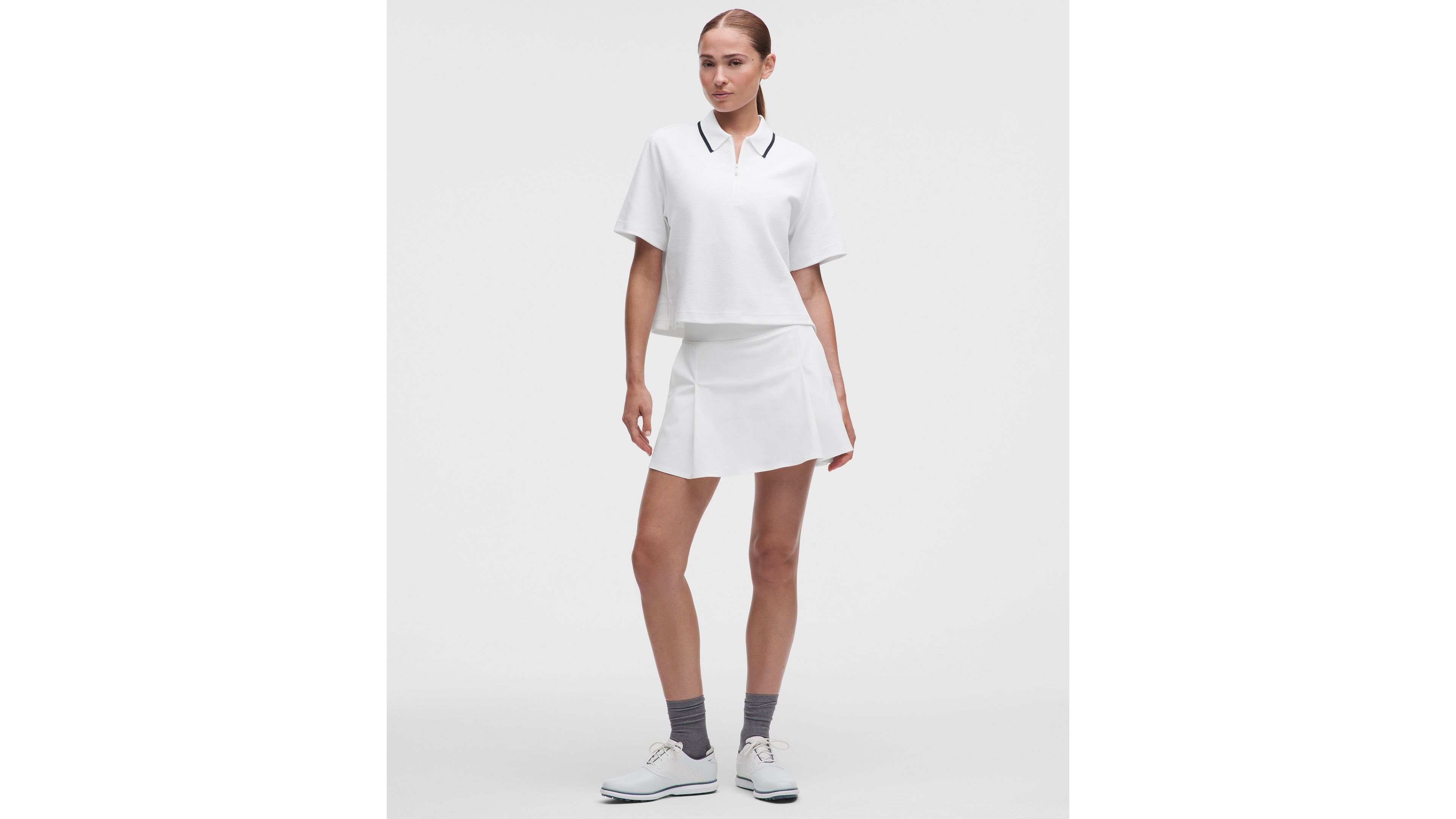 Top-Stitched Pleated Golf Skirt