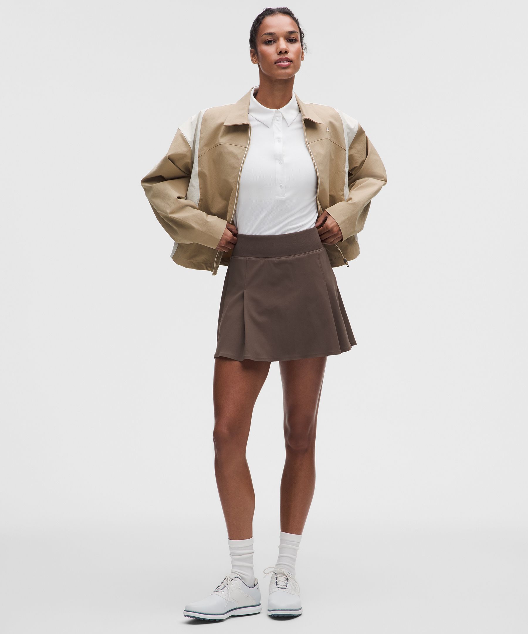 Top-Stitched Pleated Golf Skirt