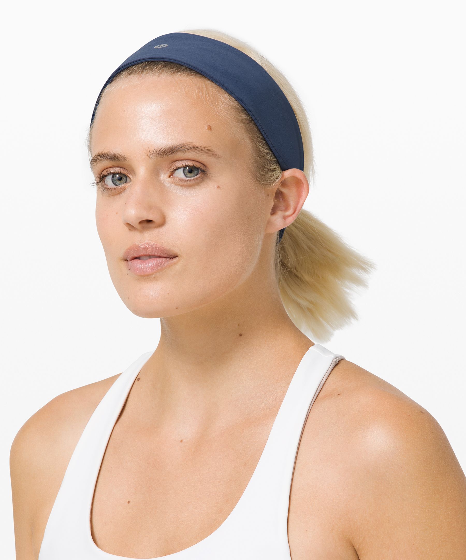 Lululemon Fly Away Tamer Headband Luxtreme In Iron Blue