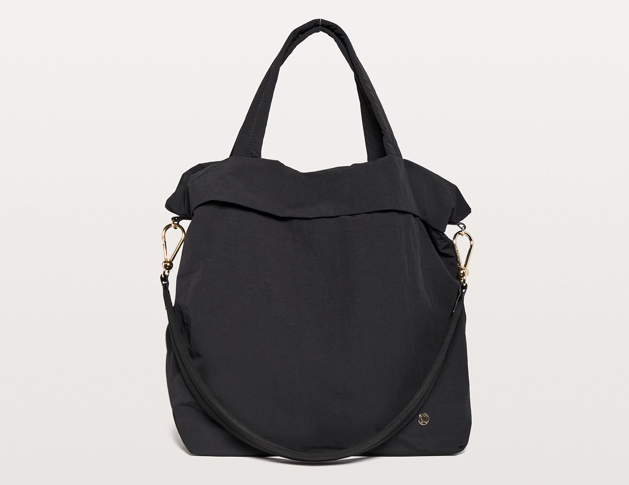 Shot of black tote bag. 