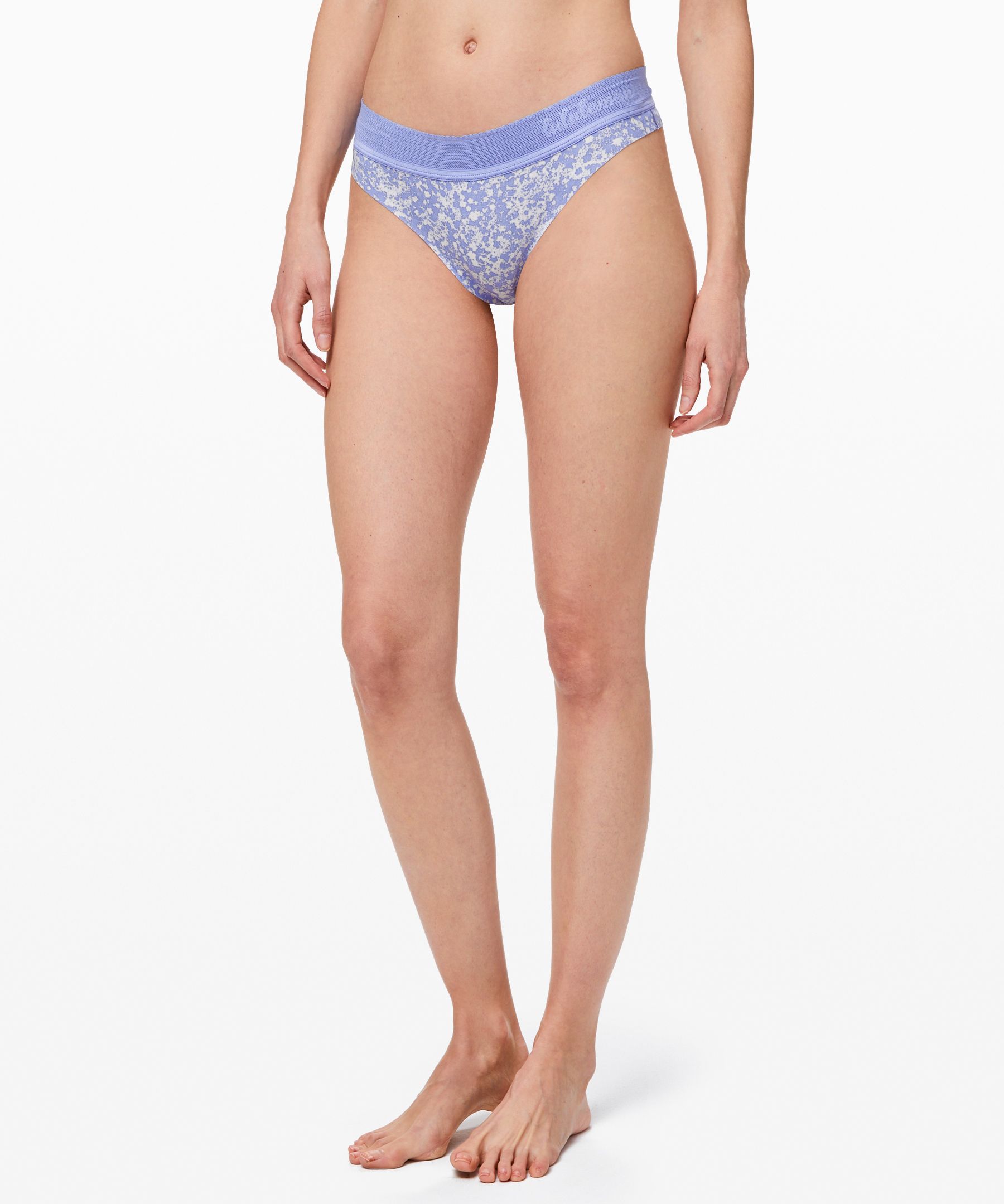 Lululemon UnderEase Mid-Rise Thong Underwear - Crescendo Speckle White  Black - lulu fanatics