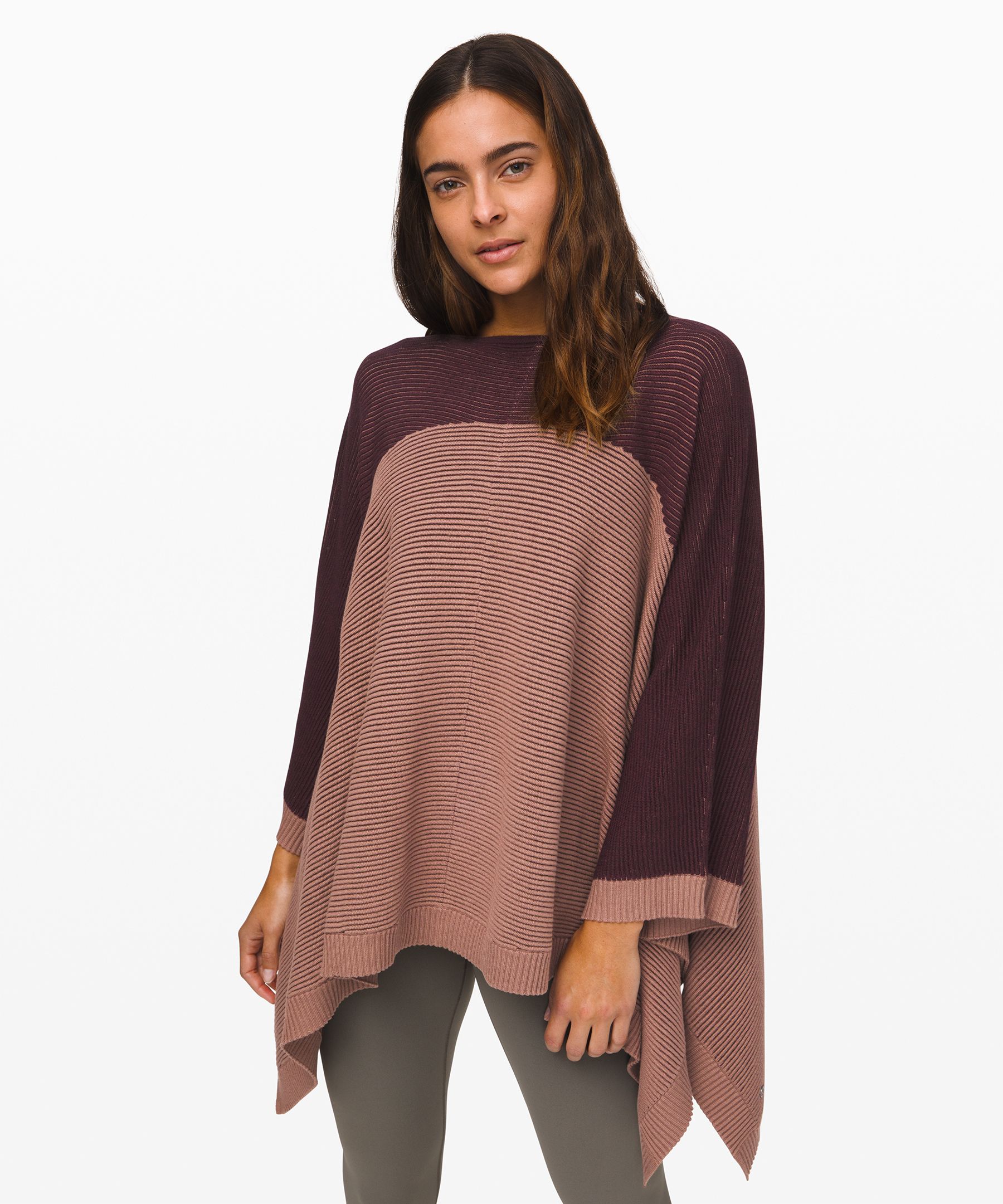 Lululemon It All Lines Up Poncho In Garnet/spanish Oak