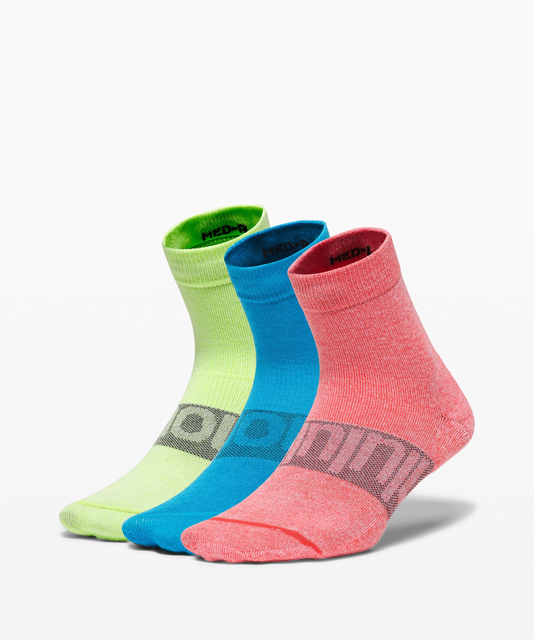 Lululemon Daily Stride Mid-crew Socks 3 Pack In Pink Punch/turquoise Tide/neo Mint