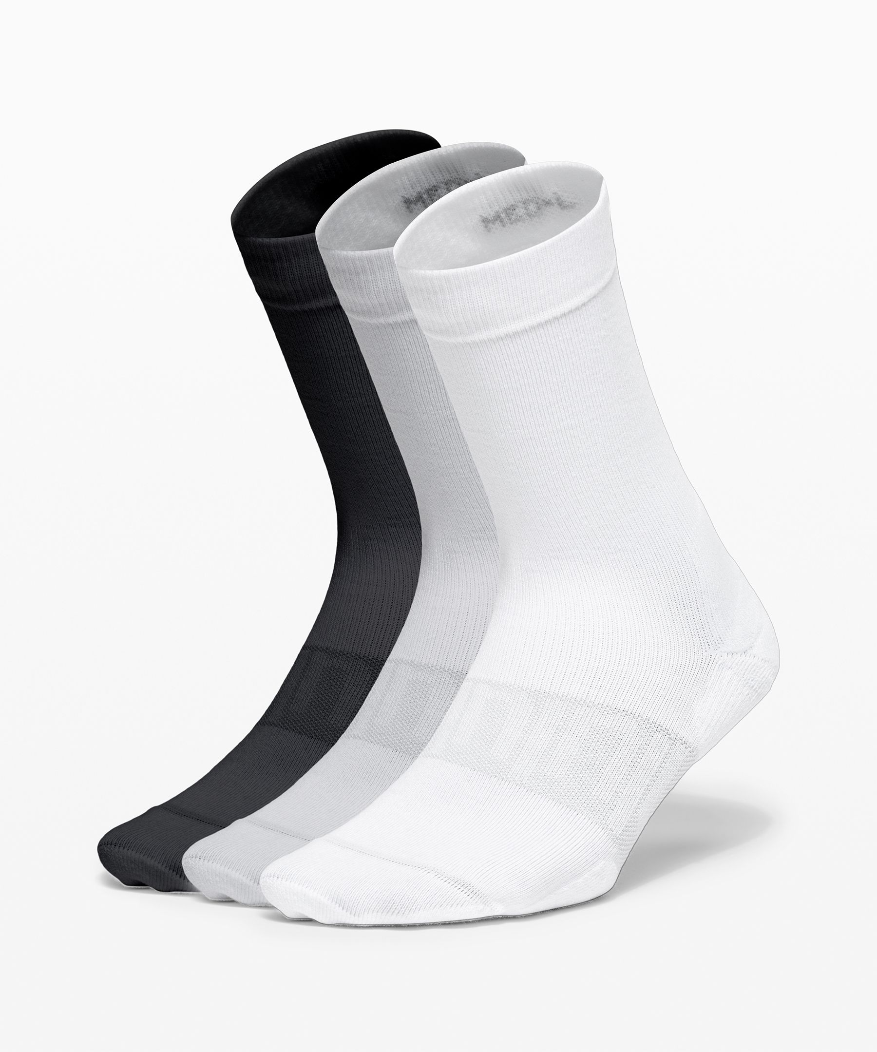 Lululemon Daily Stride Crew Socks 3 Pack In White/heather Grey/black ...
