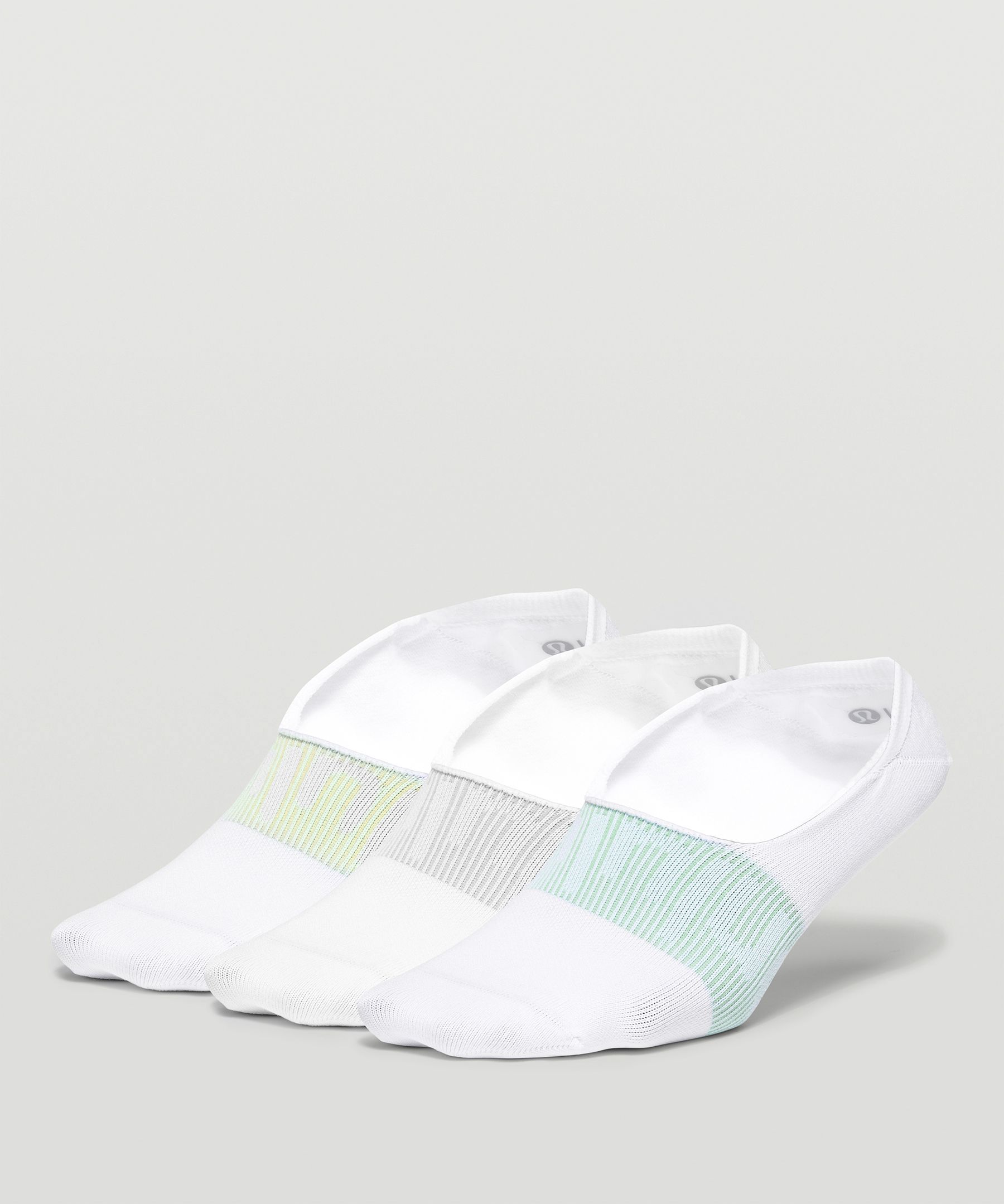 Lululemon Daily Stride No-show Socks 3 Pack In White/wild Mint/crispin Green