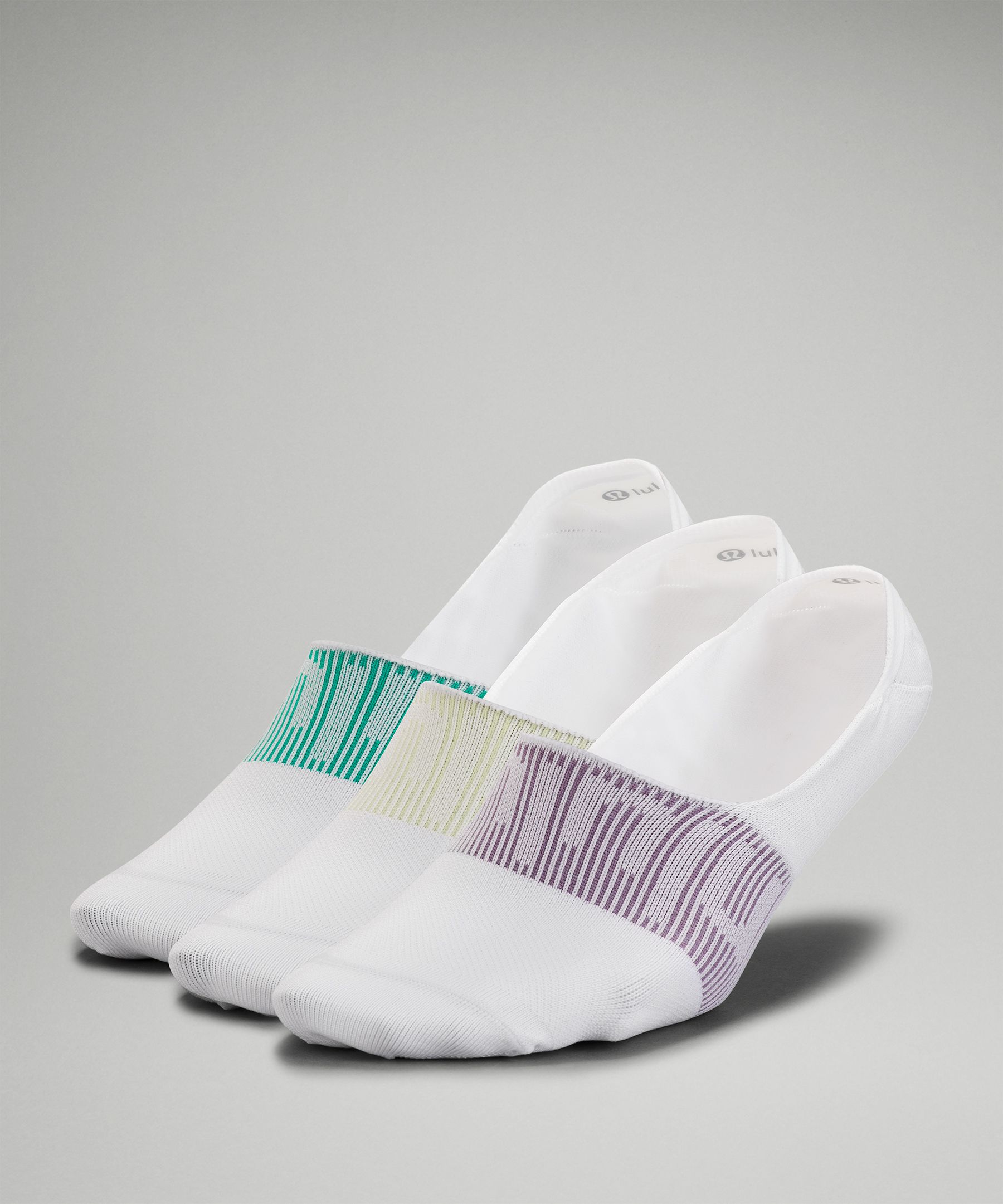Lululemon Daily Stride No-show Socks 3 Pack In White/crispin Green/maldives Green