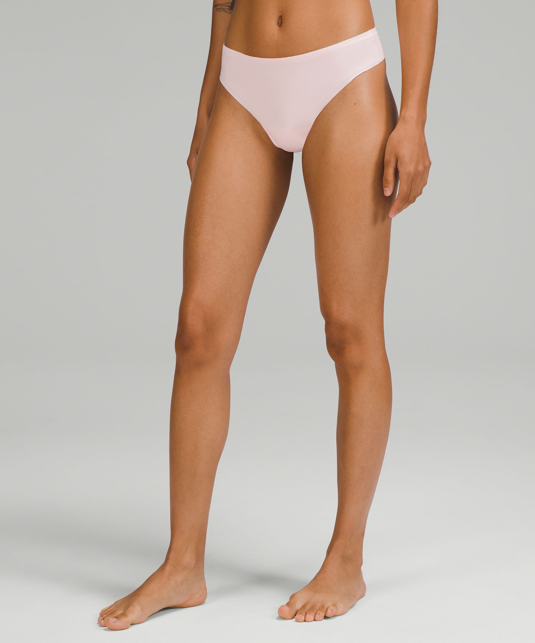 Lululemon Invisiwear Mid-rise Thong Underwear In Strawberry Milkshake