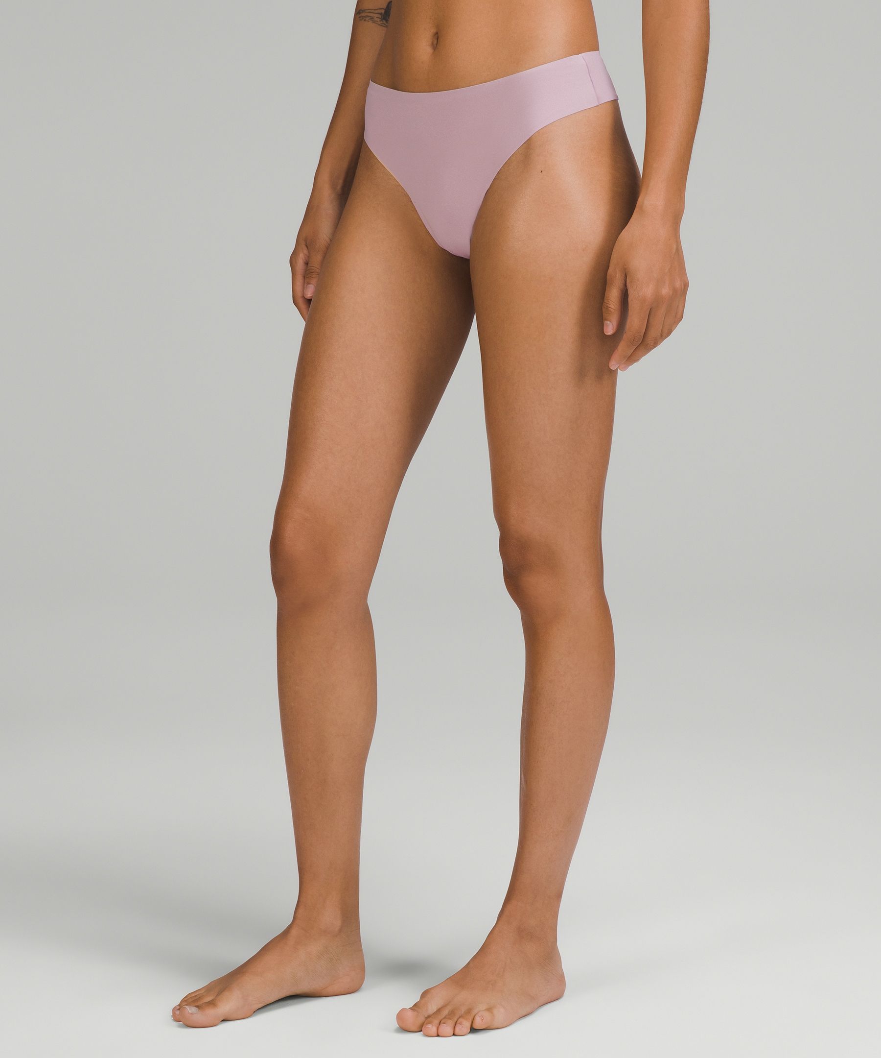 Lululemon Invisiwear Mid-rise Thong Underwear In Dusty Rose