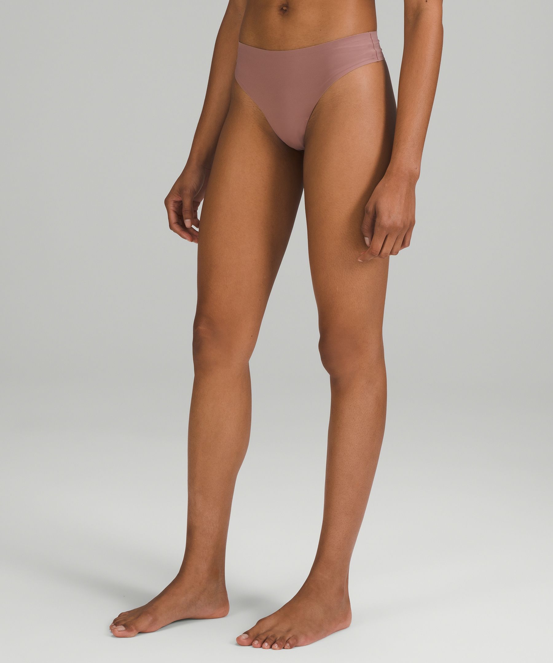 Lululemon Invisiwear Mid-rise Thong Underwear In Twilight Rose