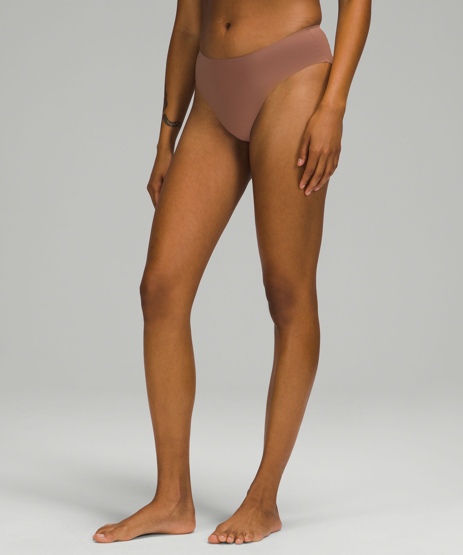 Lululemon Invisiwear Mid-rise Bikini Underwear In Dusty Bronze