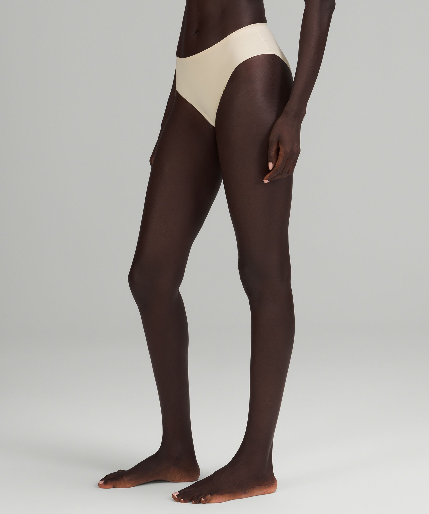 Lululemon Invisiwear Mid-rise Bikini Underwear In Pale Linen