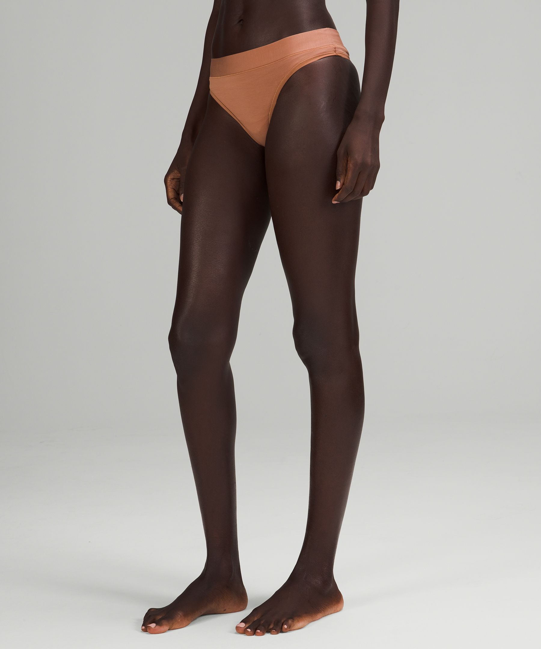 Lululemon Underease Mid-rise Thong Underwear In Dusty Clay