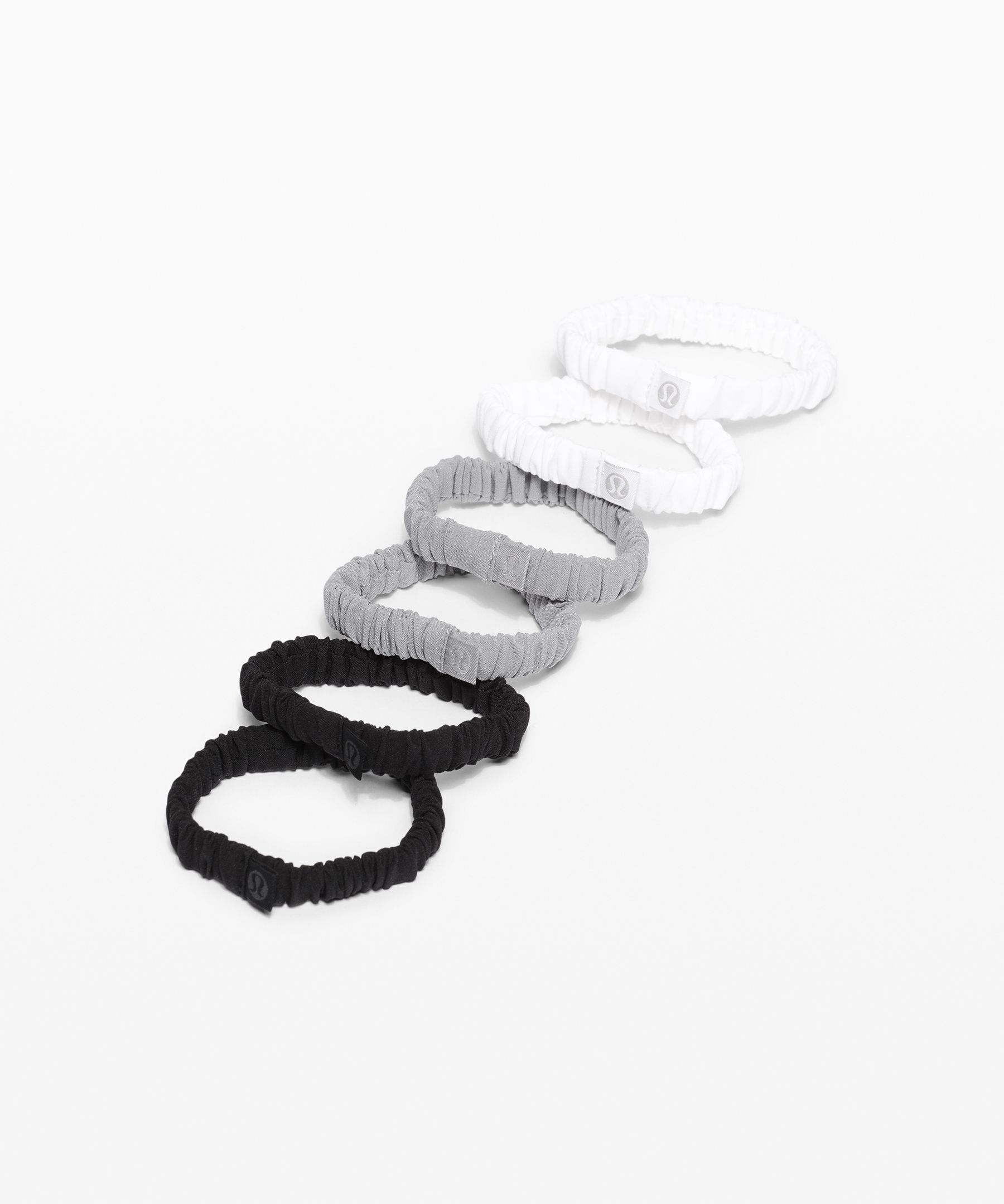 Lululemon Skinny Scrunchie 6 Pack In Black/rhino Grey