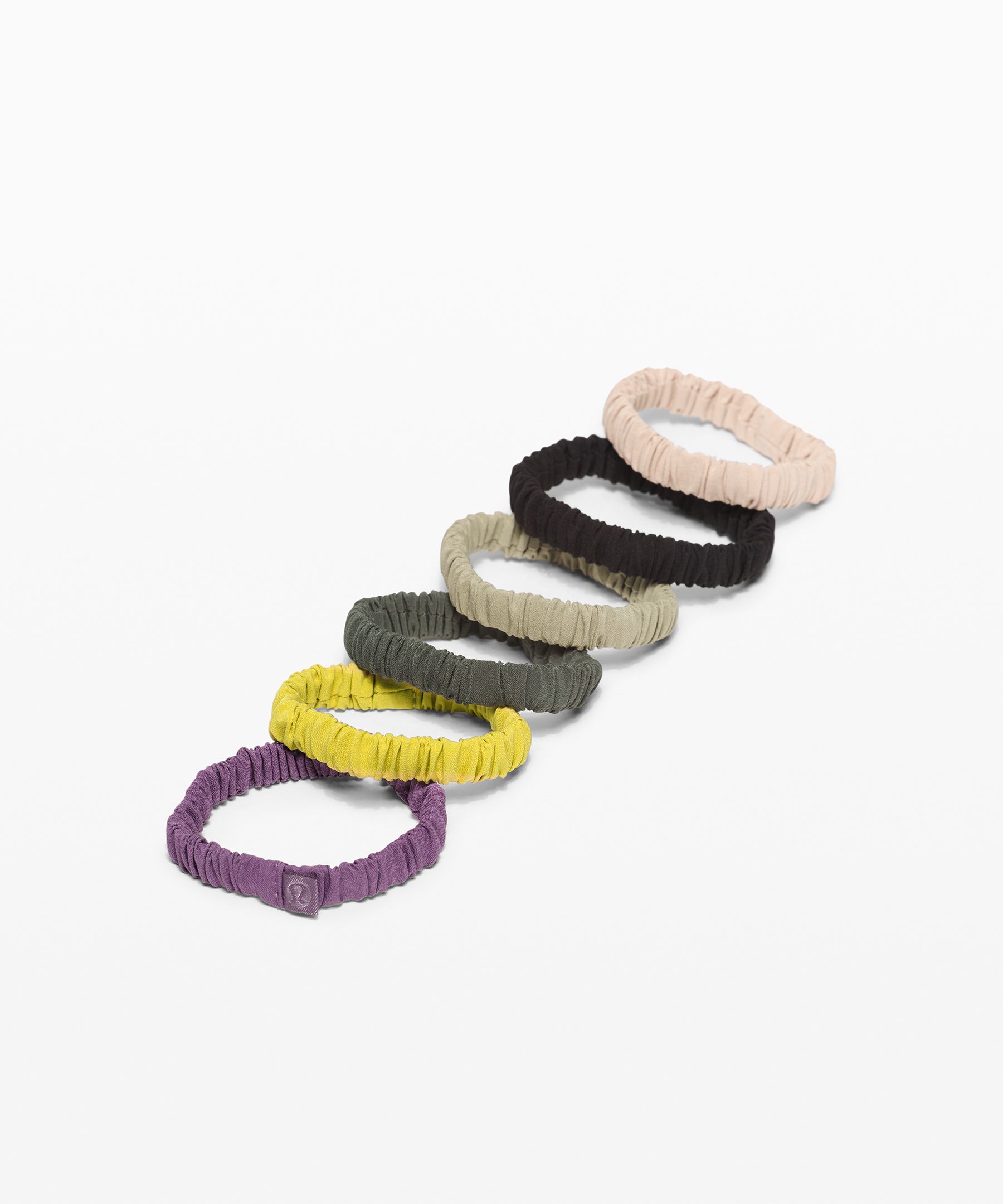 Lululemon Skinny Scrunchie 6 Pack In Grape Mauve/yellow Pear/smoked Spruce