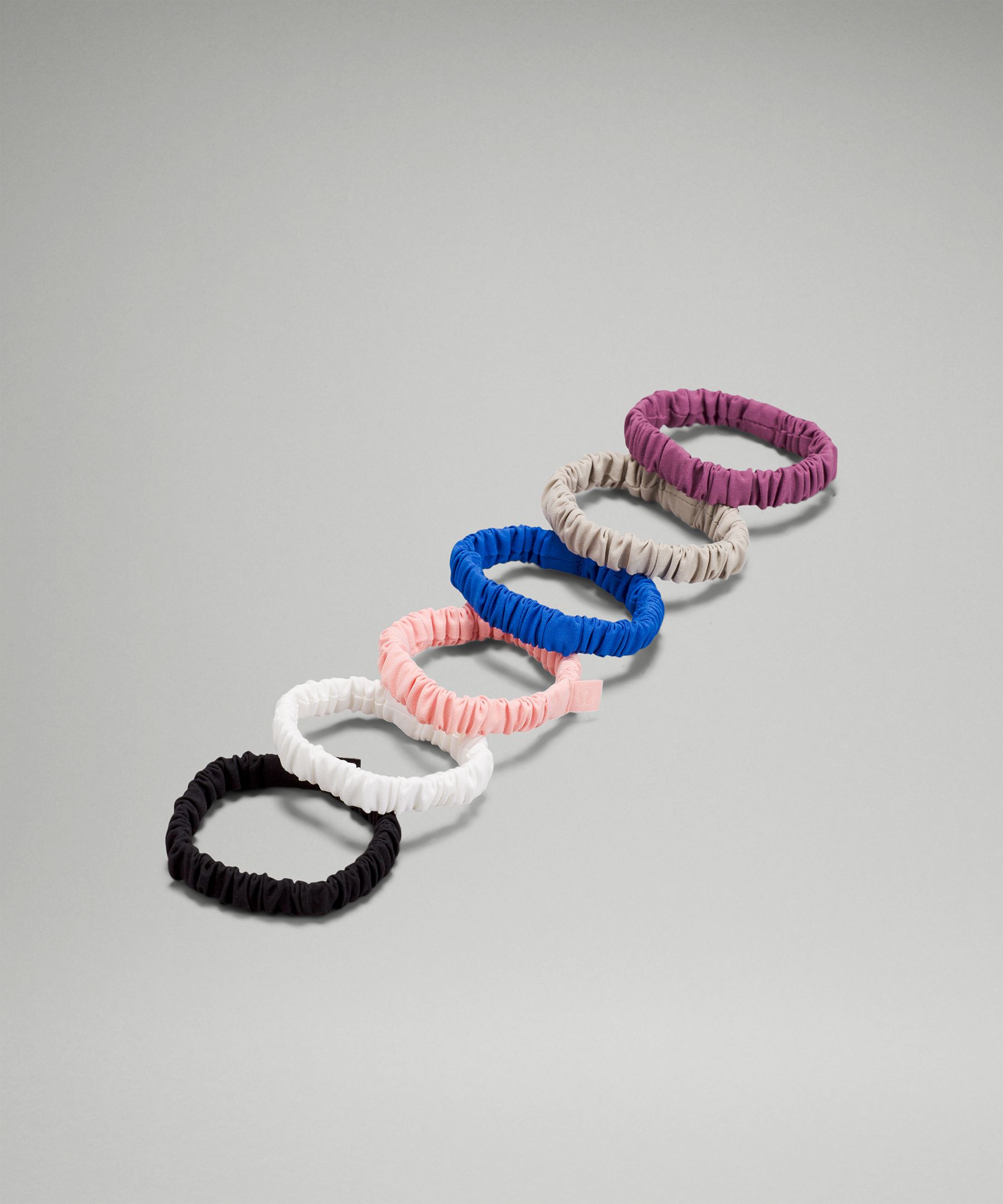 Lululemon Skinny Scrunchie 6 Pack In Black/white/dew Pink  display picture 2