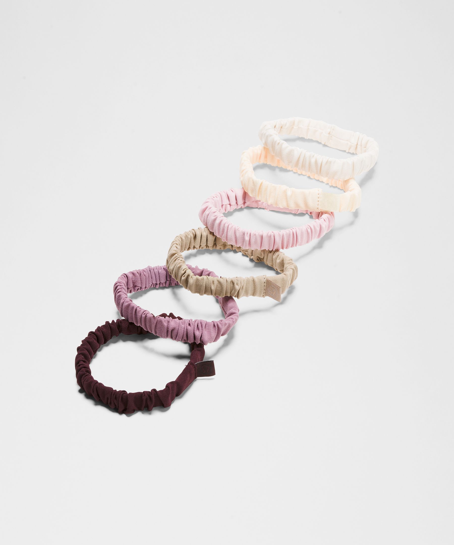 Skinny Scrunchies 6 Pack - Pink,Khaki,White,Burgundy