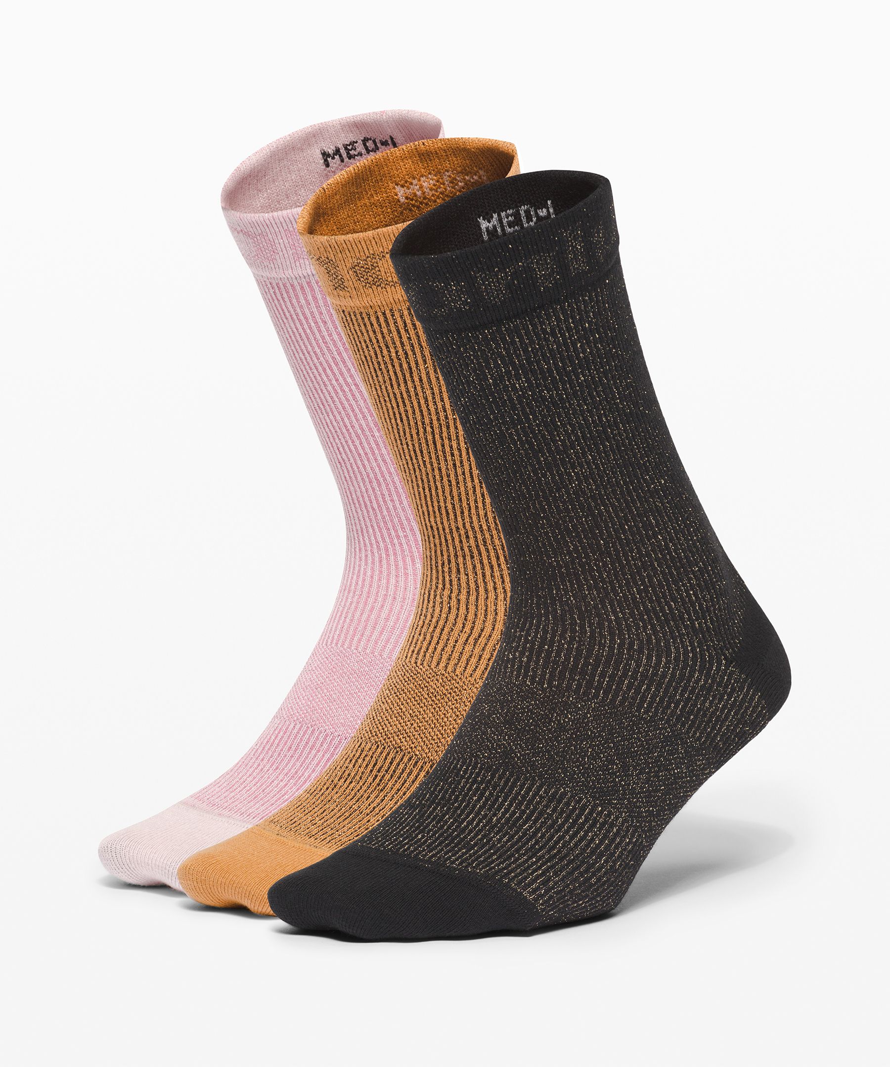 Lululemon Daily Stride Sparkle Crew *boxed Set In Black/gold Buff/feather Pink